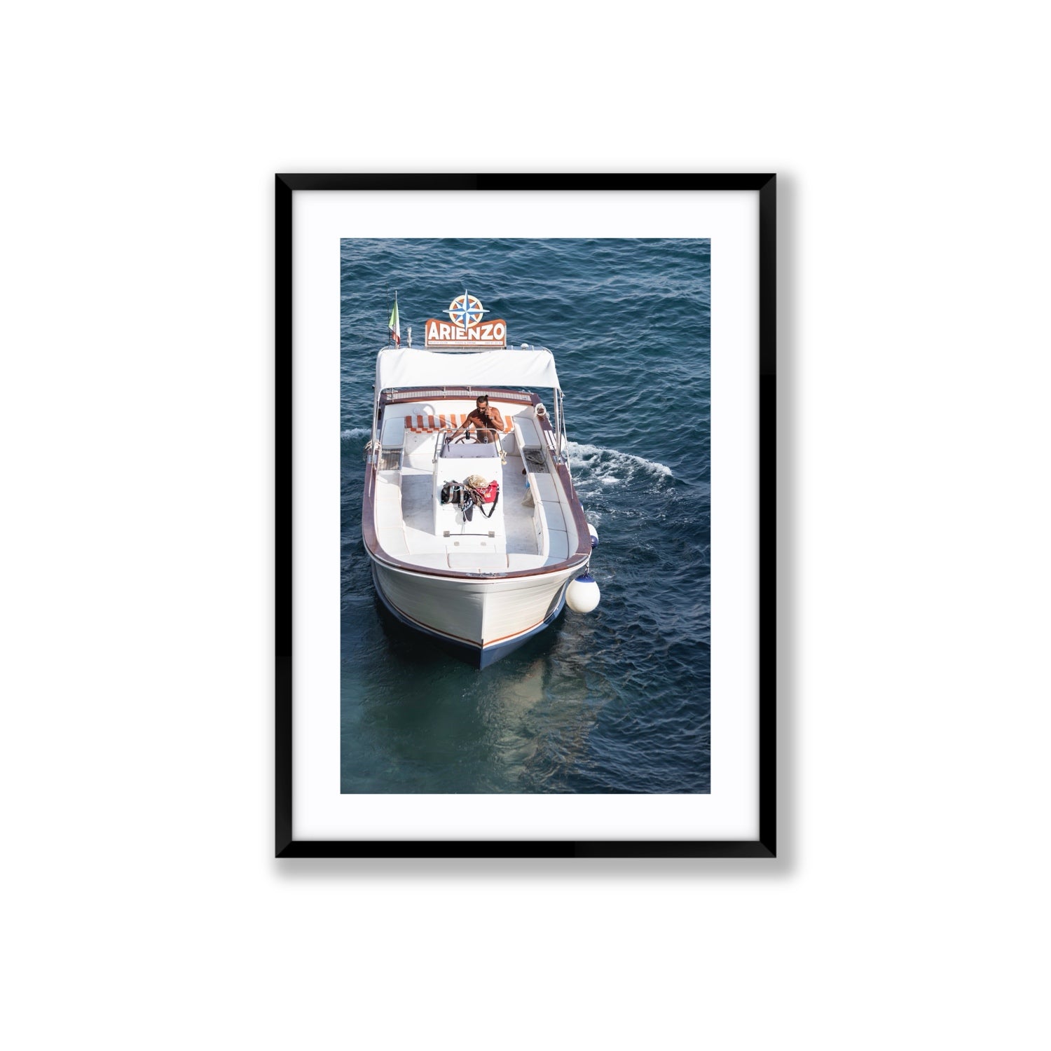 Pilota di Motoscafo fine art print, Positano, Italy, Large, Black Frame · Matboard, Fine Art Print