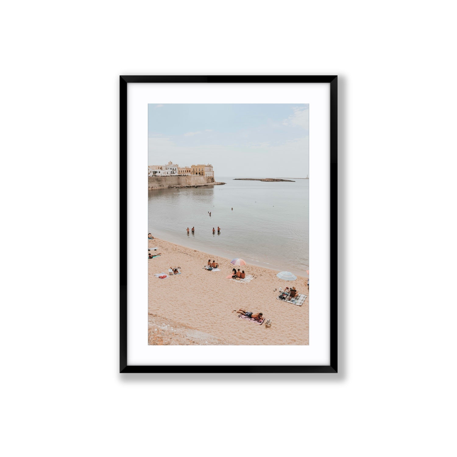 Spiaggia della Purita Puglia coastal art print Large fine art print in black frame with matboard