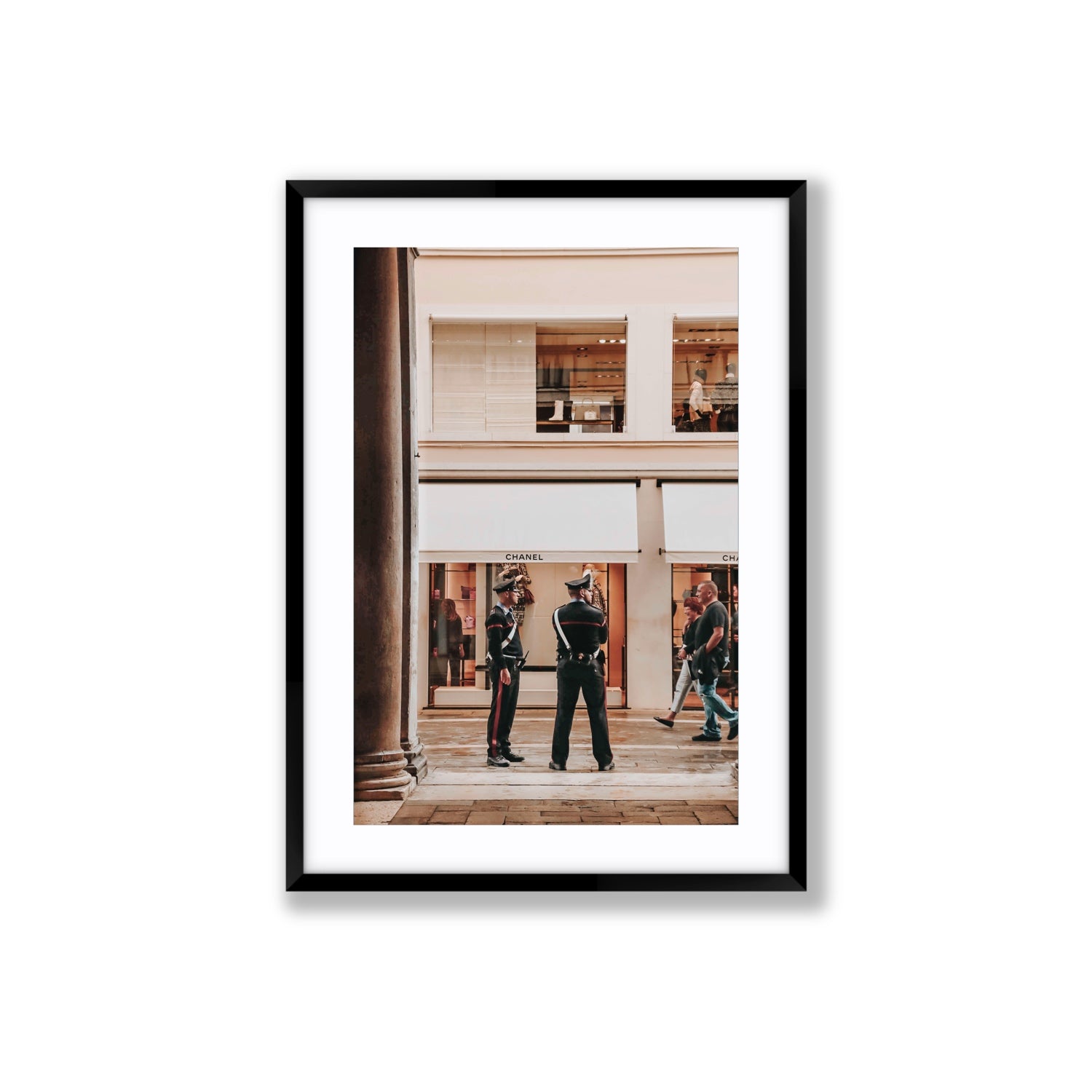 Style Police Venice Italian wall art Large fine art print in black frame with matboard