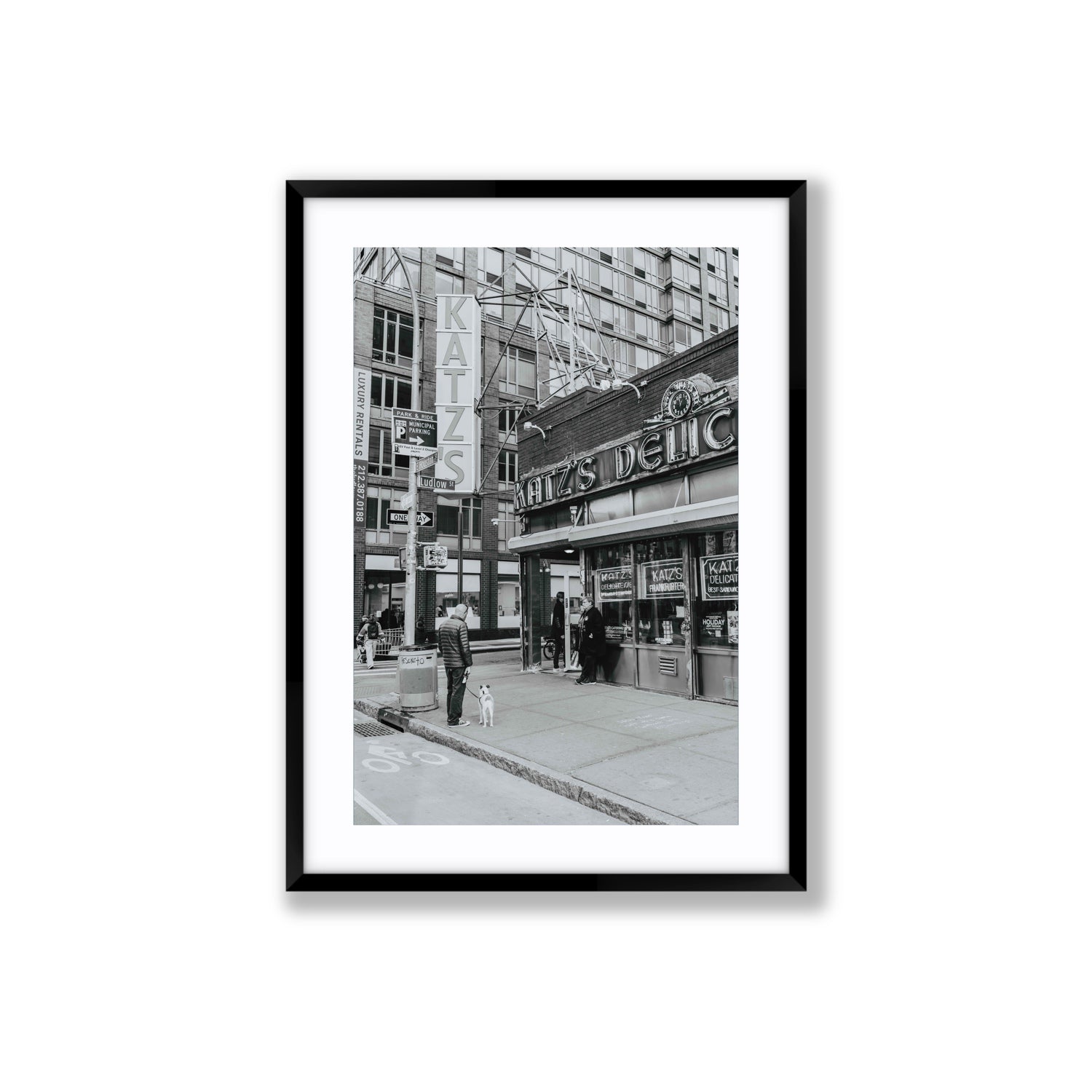 Graphite Gotham New York NYC Black & White wall art Large fine art print in black frame with matboard