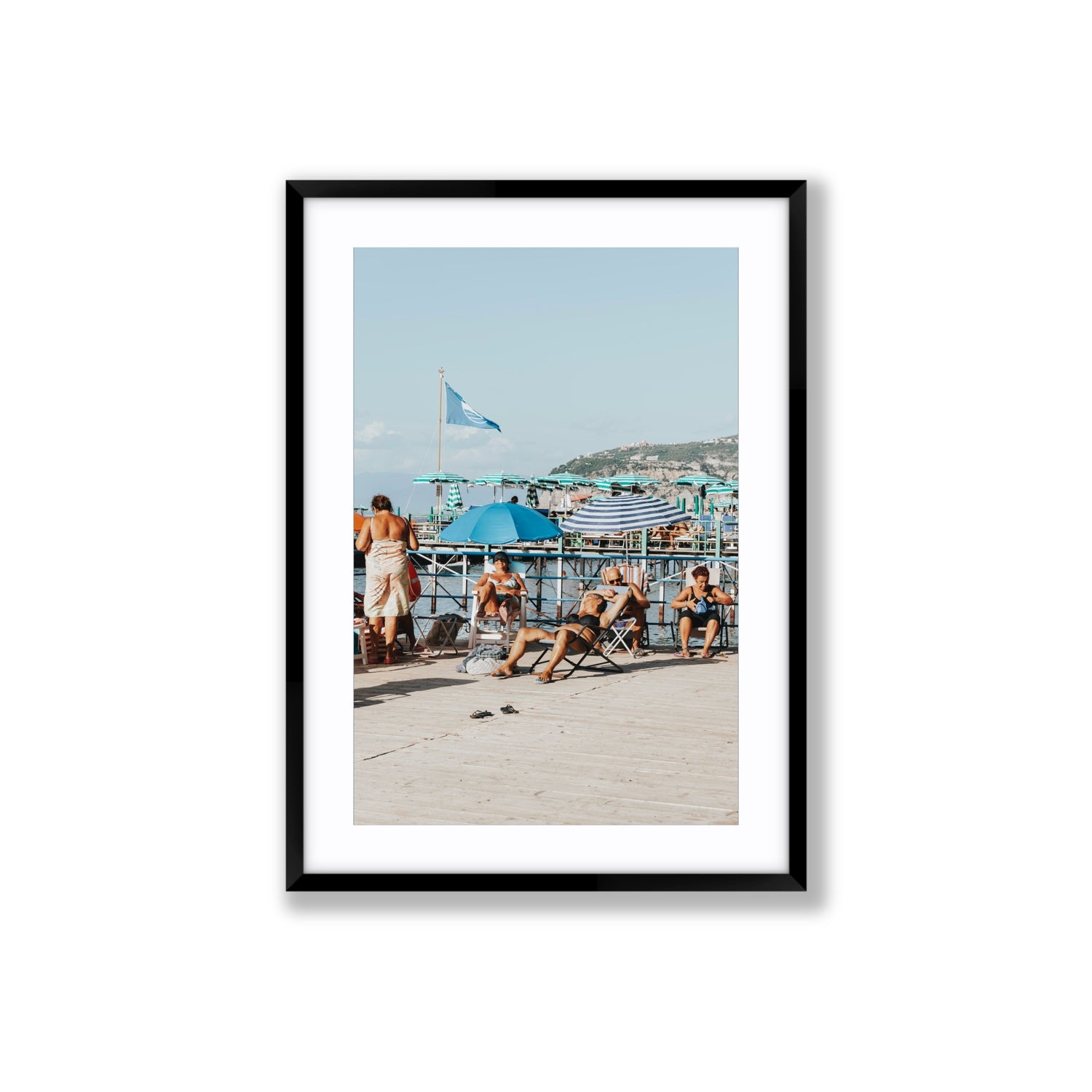 The Golden Years Sorrento Italian wall art Large fine art print in black frame with matboard