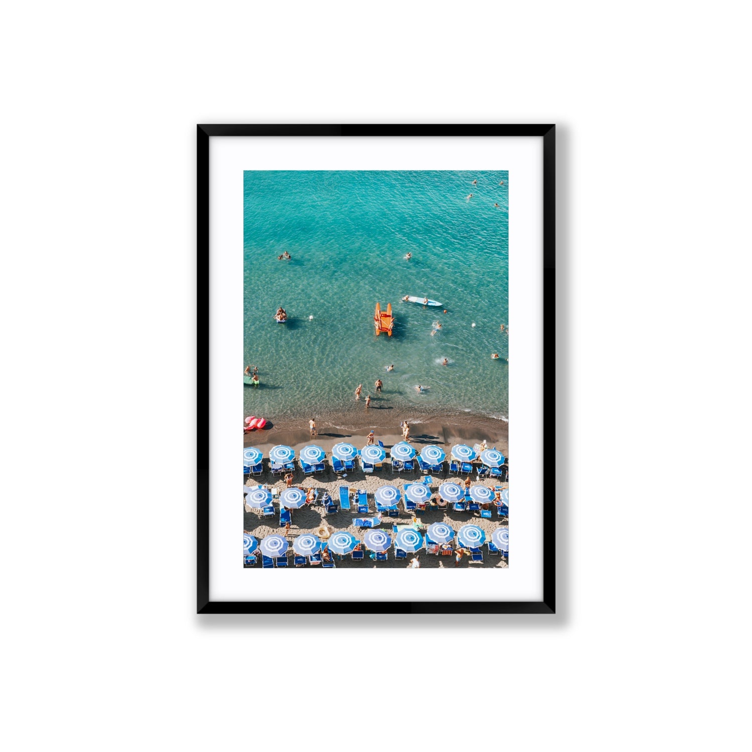 Aquamarine Oasis Sorrento Italian coastal wall art Large fine art print in black frame with matboard