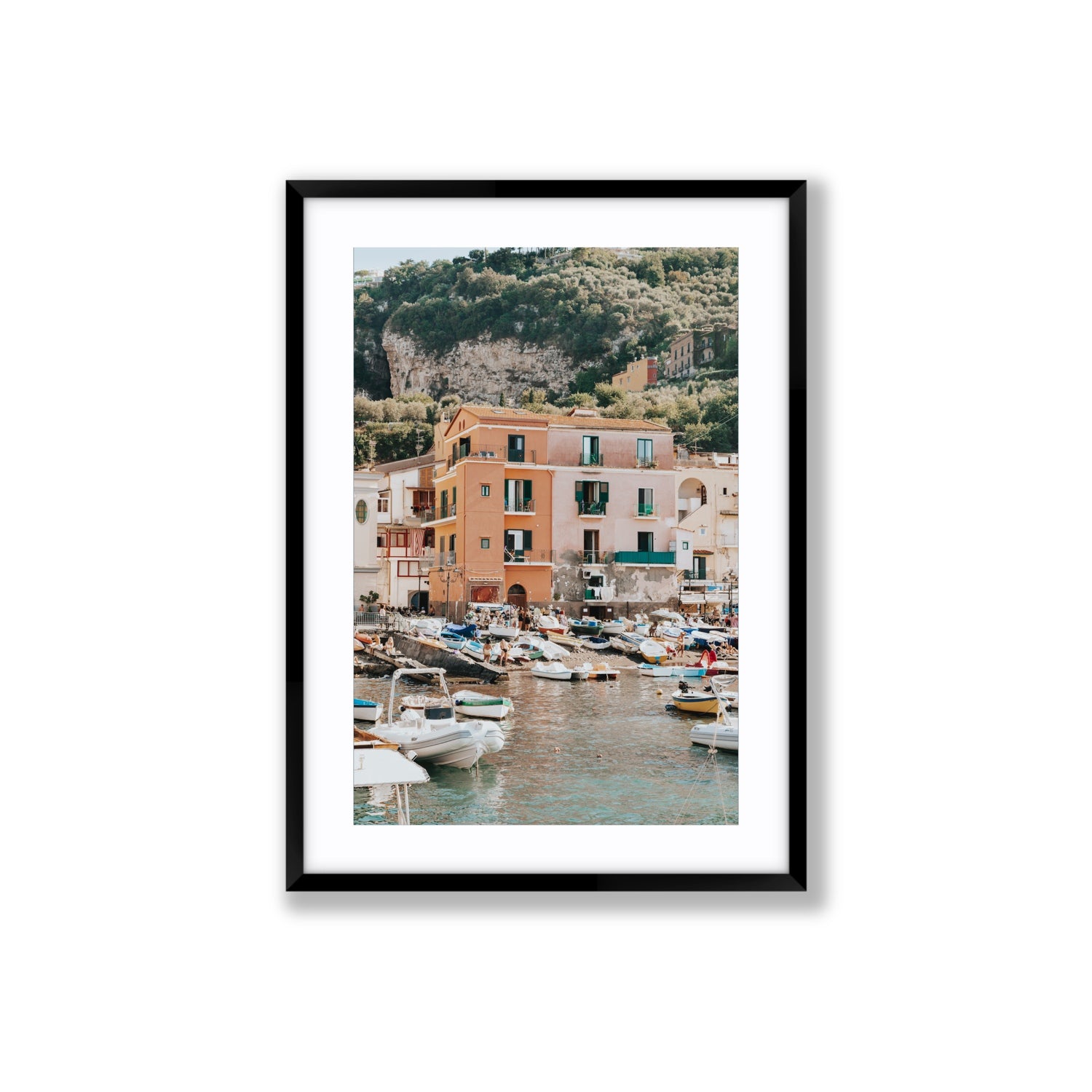 Boatyard Bliss fine art print, Sorrento, Italy, Large, Black Frame · Matboard, Fine Art Print