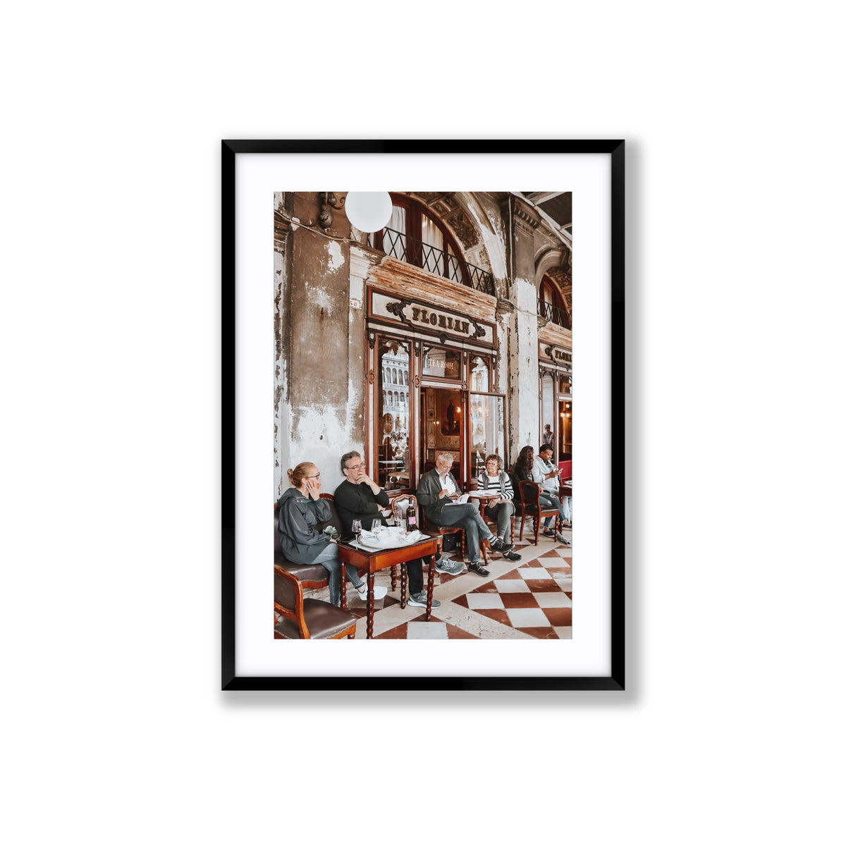 Tea Room Venice Italian wall art Large fine art print in black frame with matboard