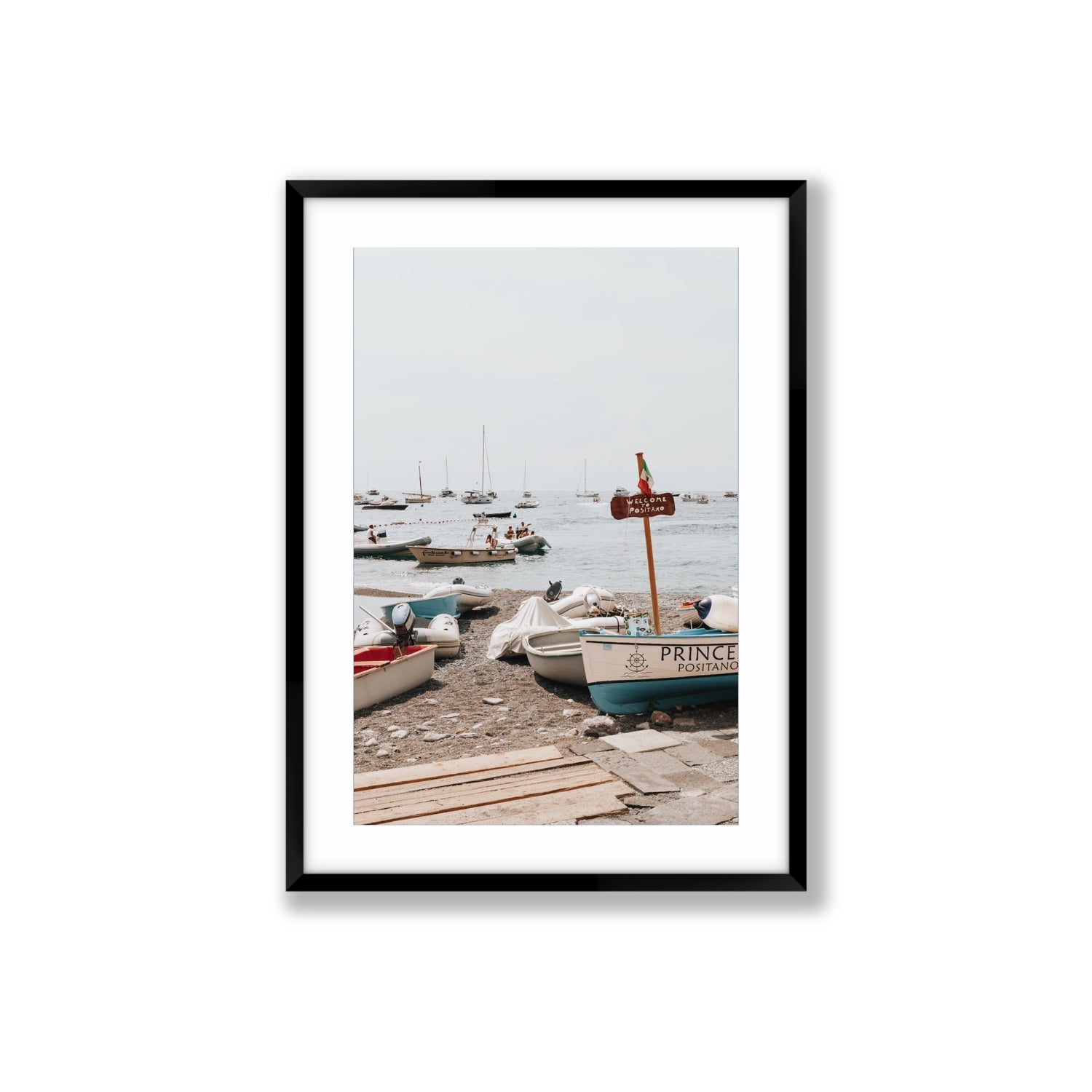 Coming Home fine art print, Positano, Italy, Large, Black Frame · Matboard, Fine Art Print