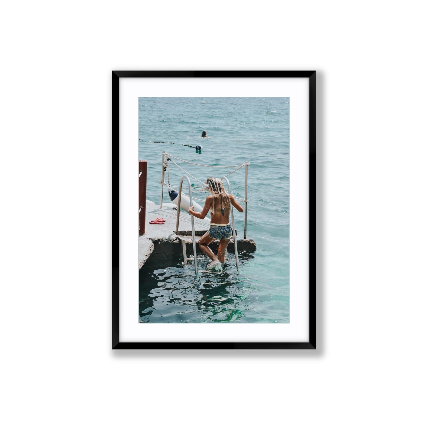 Little Mermaid Capri Mediterranean wall art Large fine art print in black frame with matboard