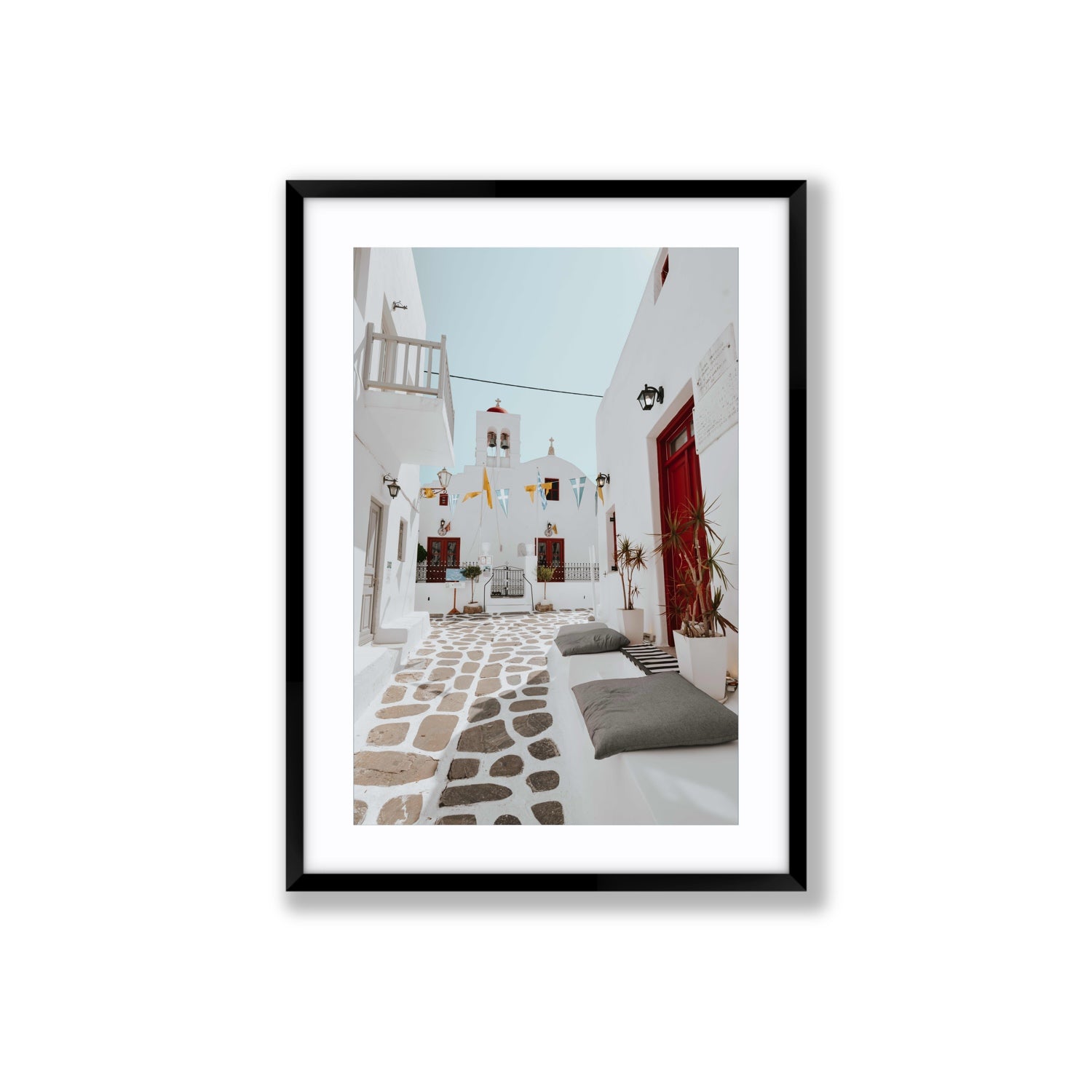 Cycladic Charm fine art print, Mykonos, Greece, Large, Black Frame · Matboard, Fine Art Print