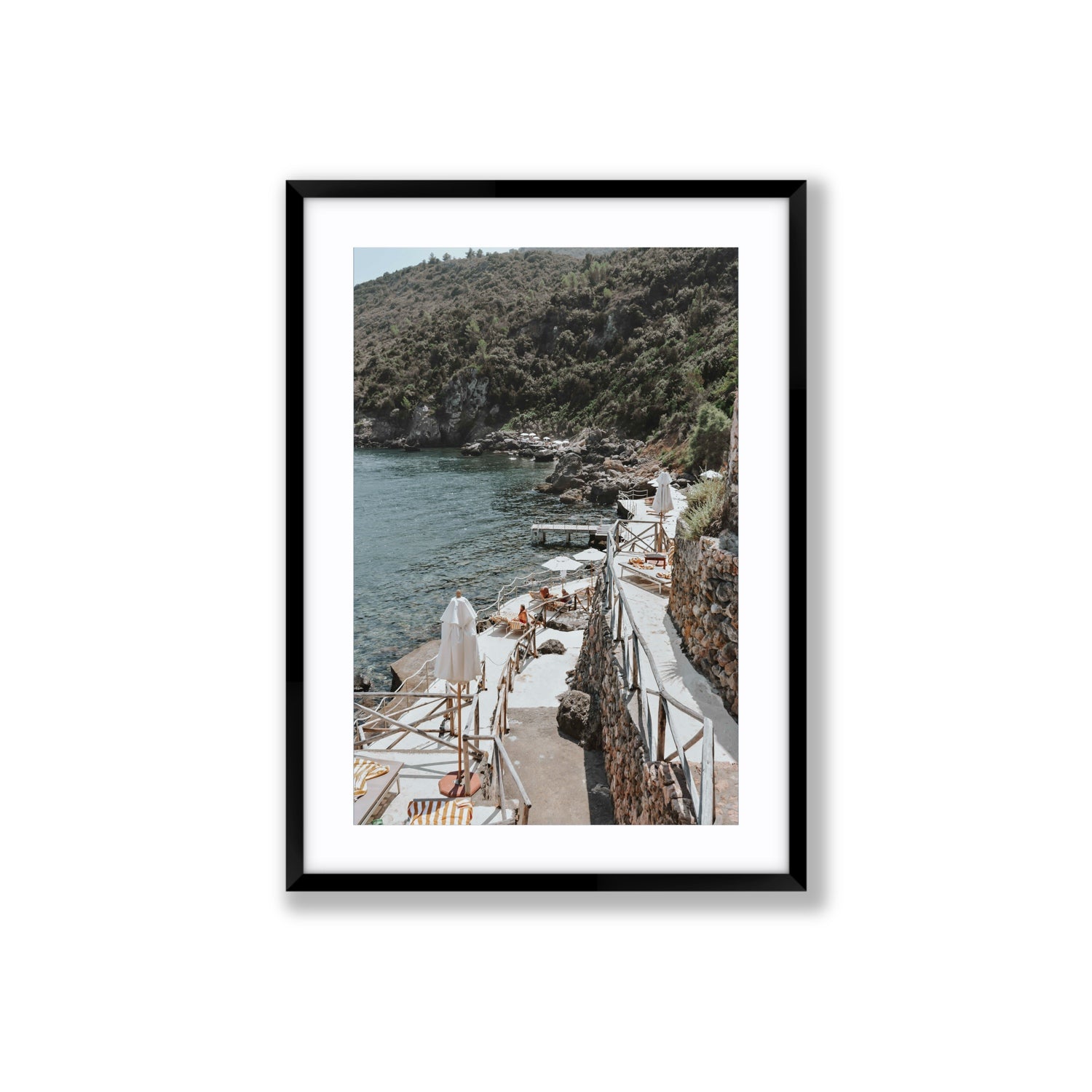 L'Estate Tuscany coastal Italian wall art Large fine art print in black frame with matboard