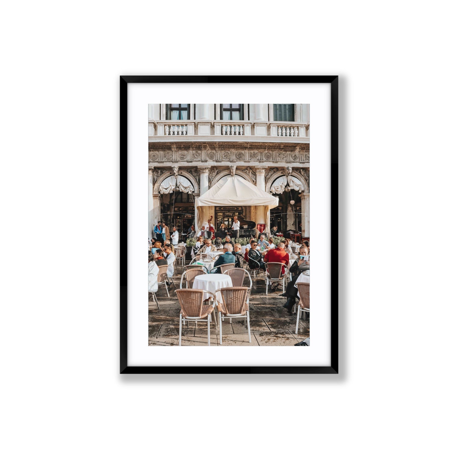 Piazza San Marco Venice Italian wall art Large fine art print in black frame with matboard