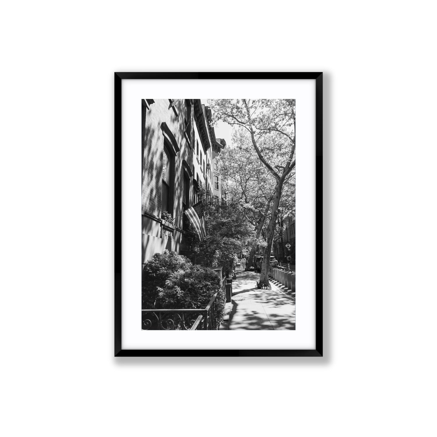 Urban Patriotism New York NYC Black & White wall art Large fine art print in black frame with matboard