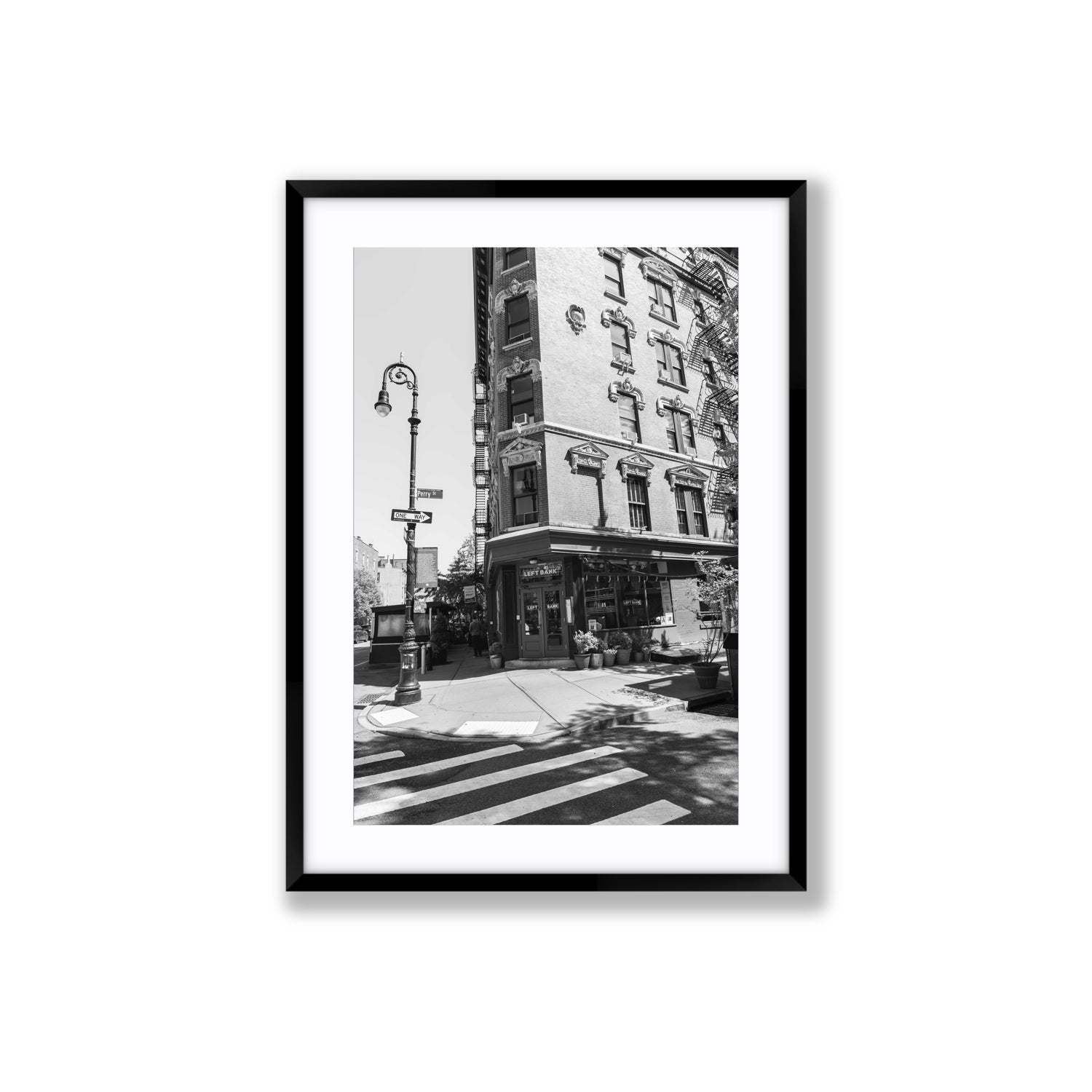 Parisian On Perry New York NYC Black & White wall art Large fine art print in black frame with matboard