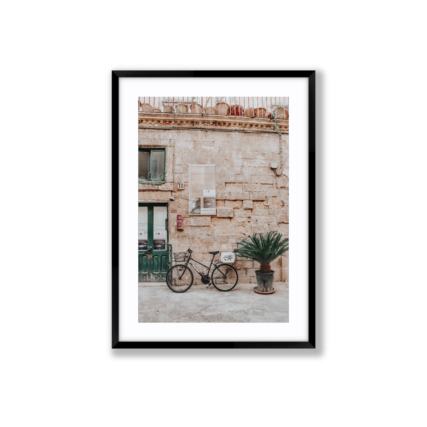 Salento Streets Puglia Lecce Italian wall art Large fine art print in black frame with matboard