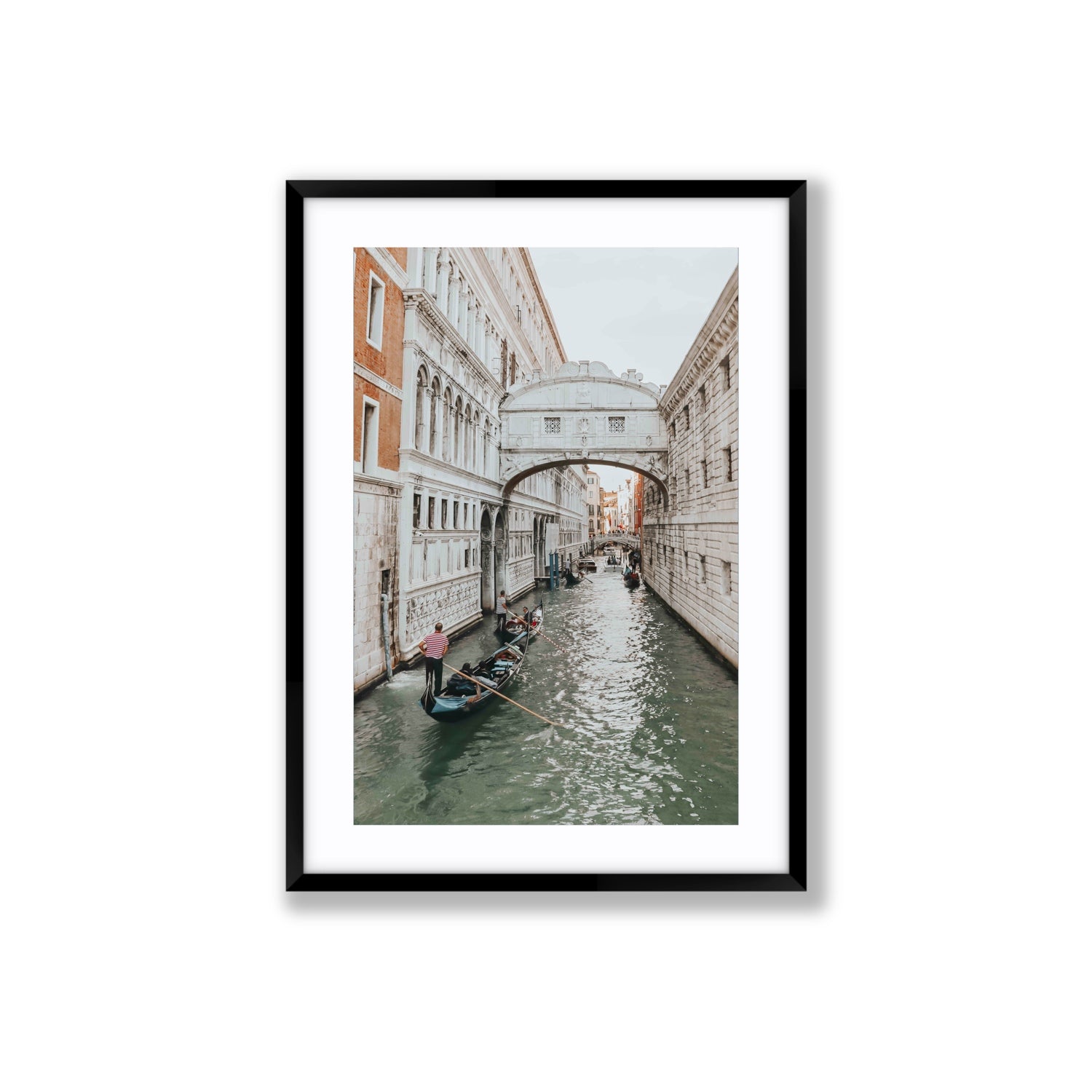 Bridge of Sighs Venice Gondola Italian wall art Large fine art print in black frame with matboard