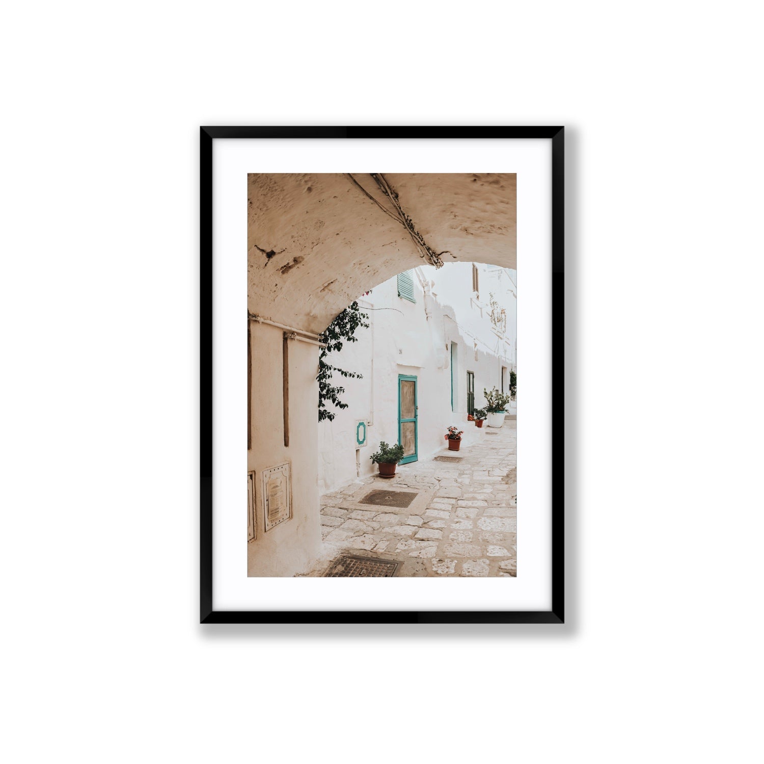 La Citta Bianca Puglia La Città Bianca wall art Large fine art print in black frame with matboard