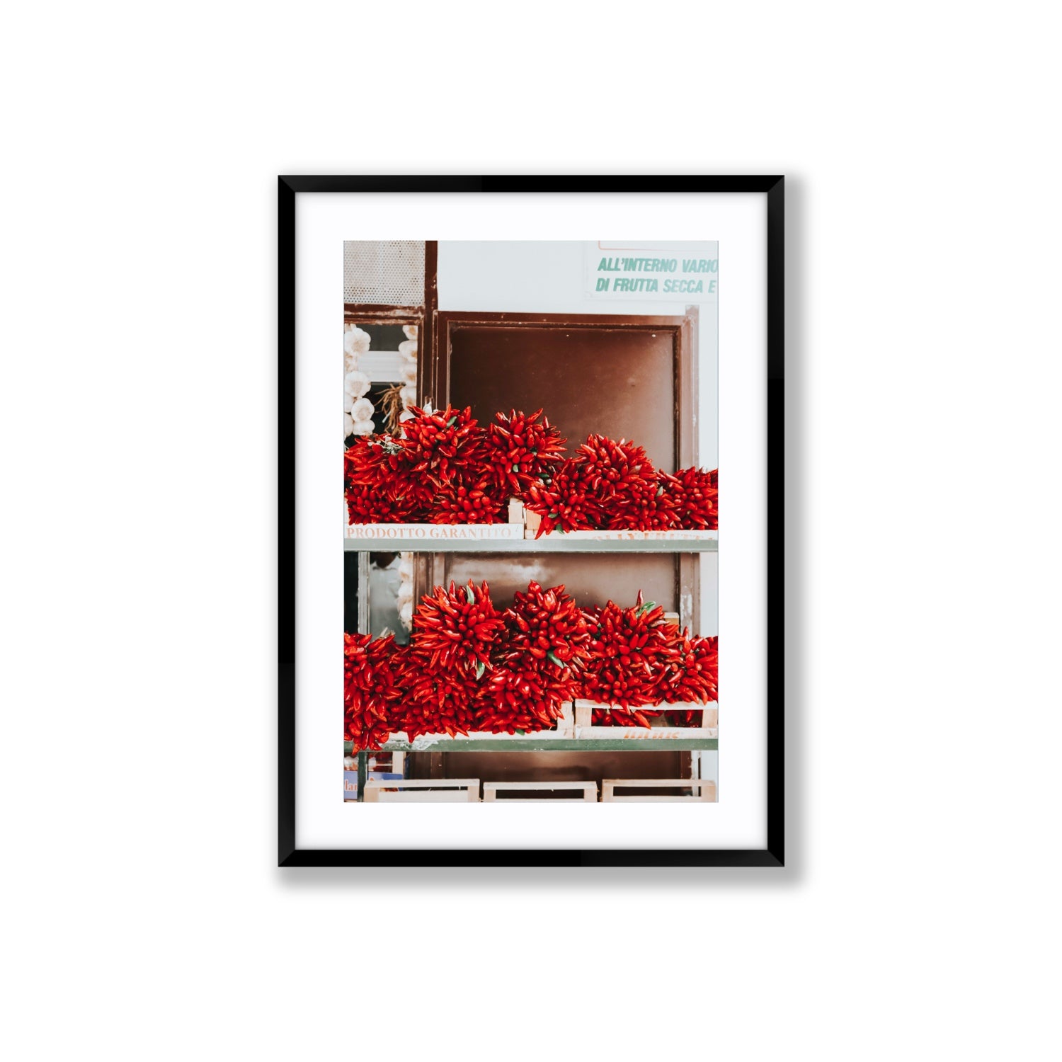 Hot Harvest Puglia Italian wall art Large fine art print in black frame with matboard