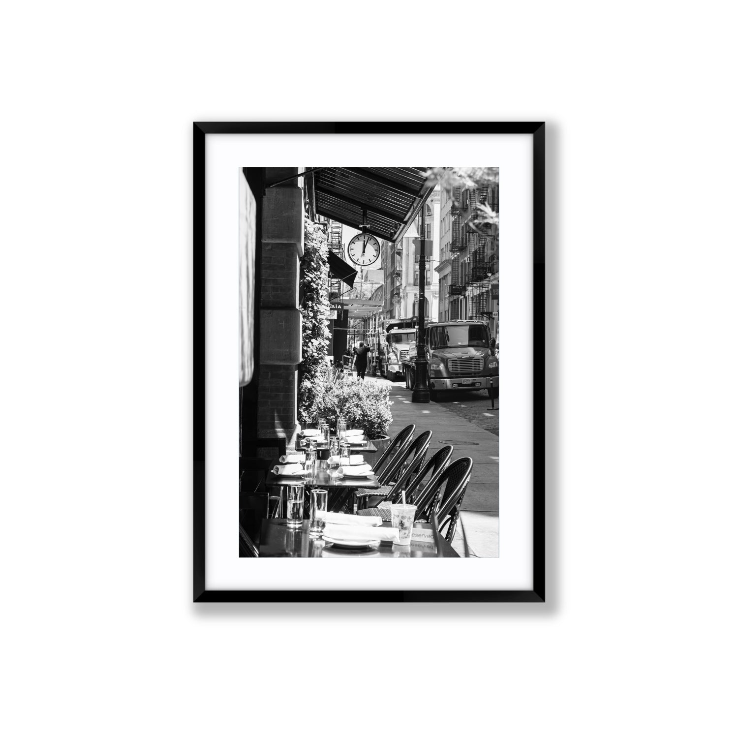 Mercer Street New York NYC Black & White wall art Large fine art print in black frame with matboard