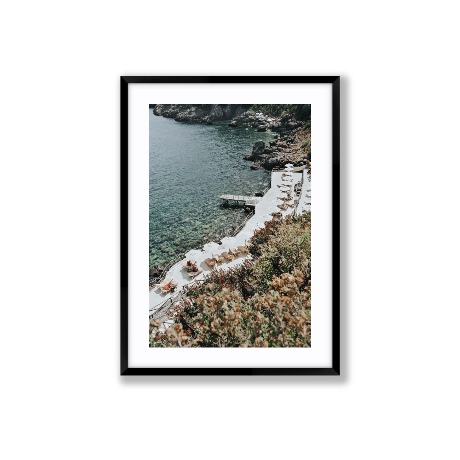 Go Beyond The Postcard Tuscany coastal wall art Large fine art print in black frame with matboard