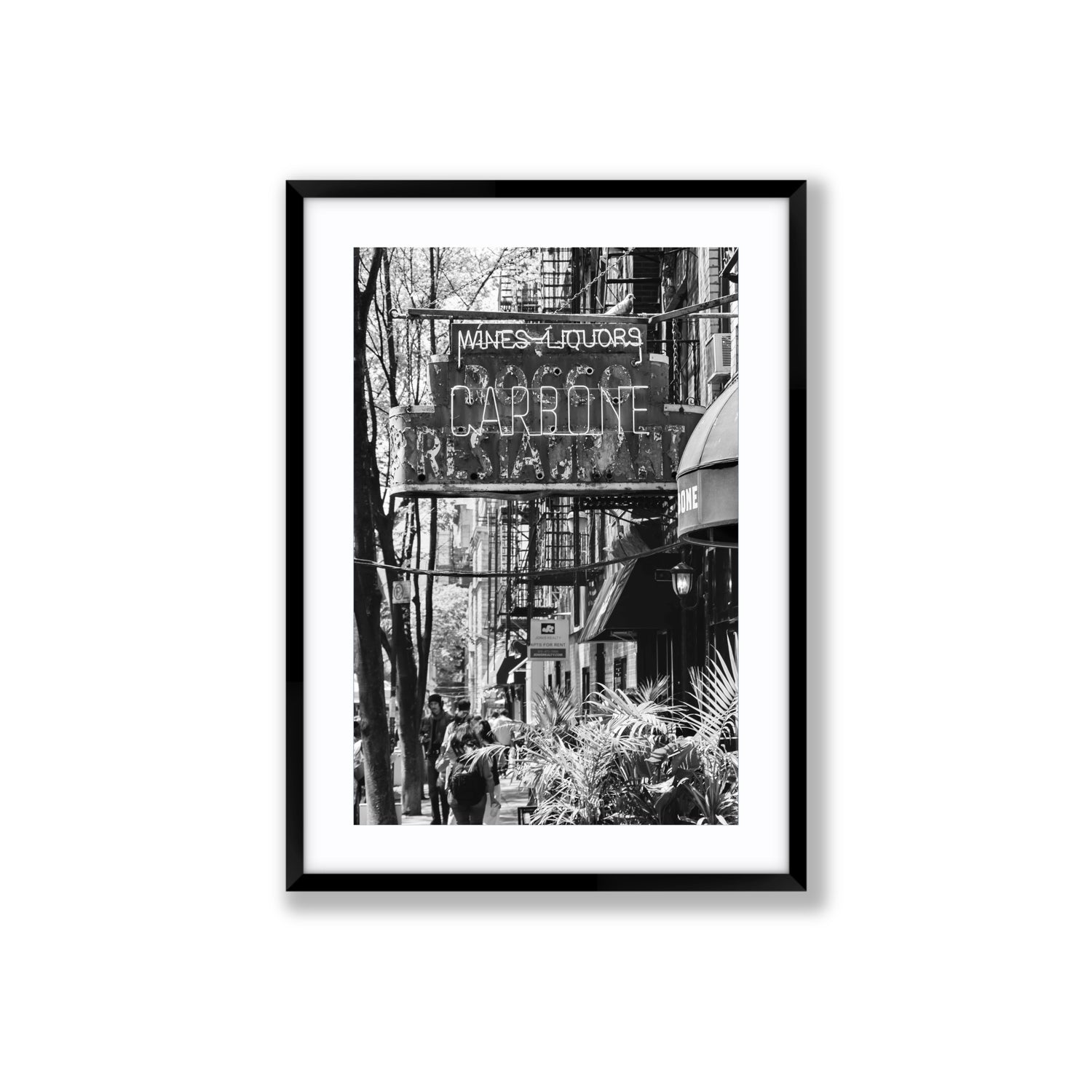 Paparazzi To Pasta New York NYC Black & White wall art Large fine art print in black frame with matboard