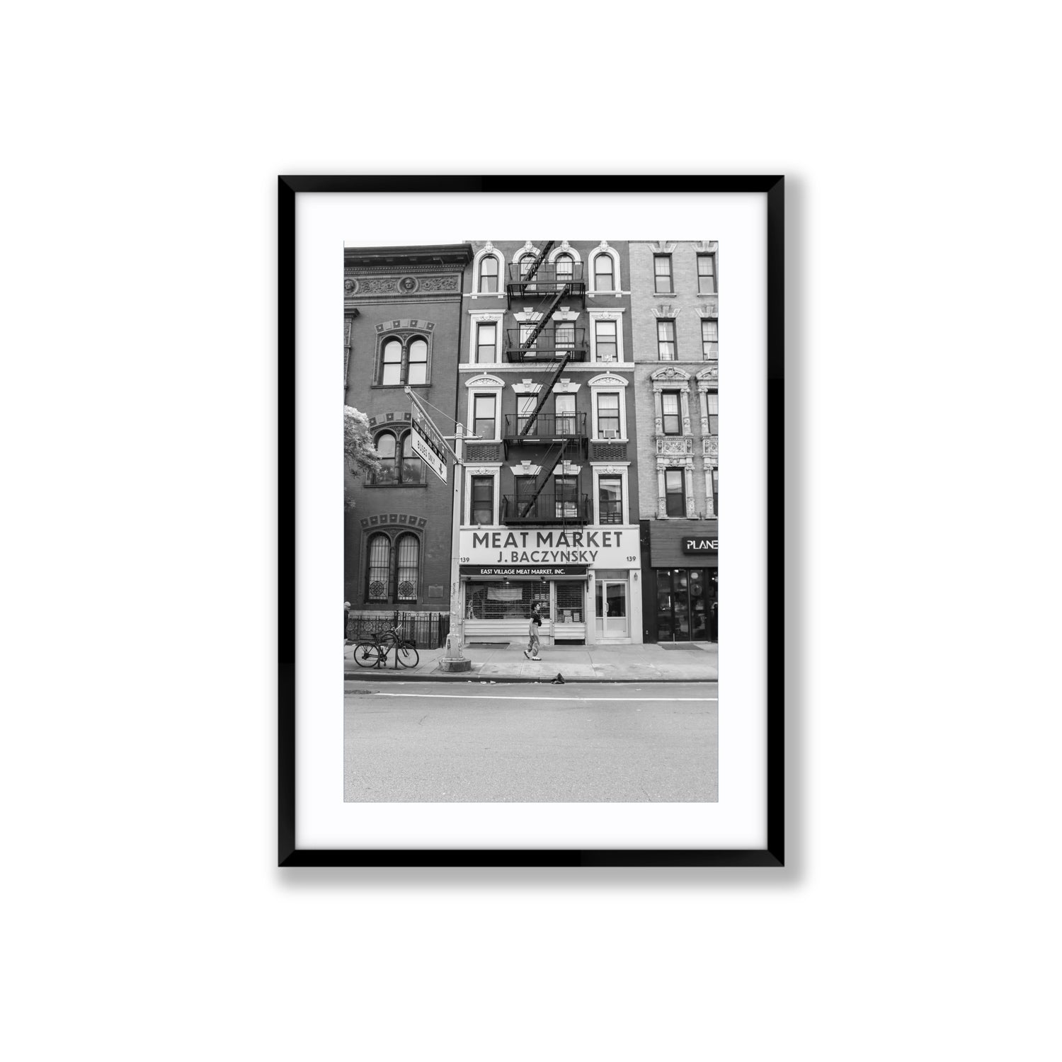 Vertical Village New York NYC Black & White wall art Large fine art print in black frame with matboard