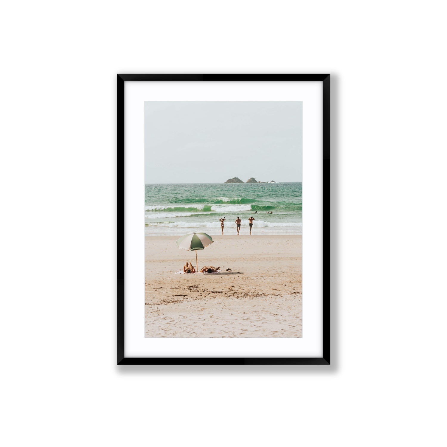 Escape The Ordinary Byron Bay coastal decor wall art Large fine art print in black frame with matboard