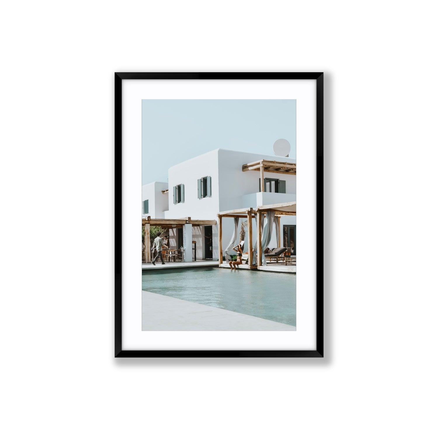 Aphrodite Mykonos Greek island wall art Large fine art print in black frame with matboard