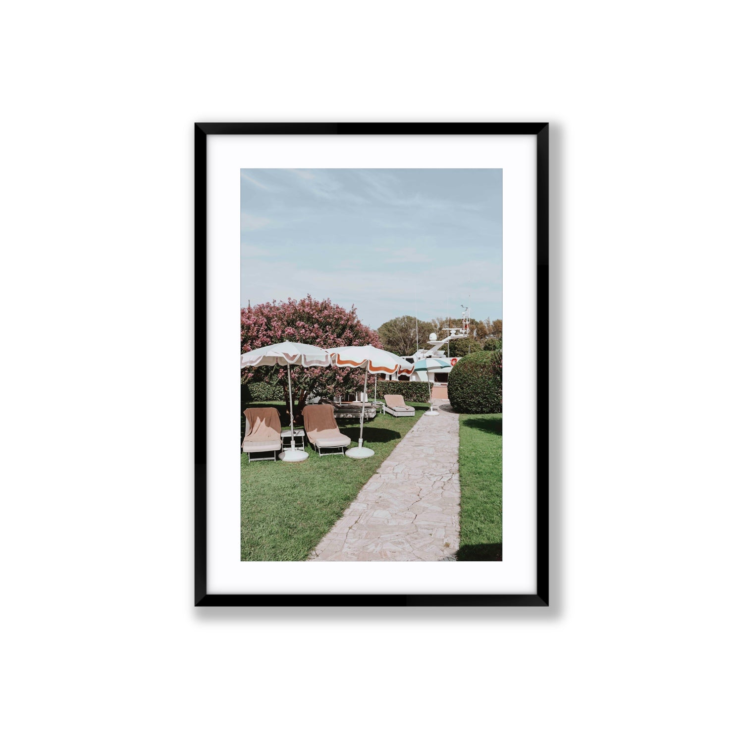 A Bellini Awaits Venice Italian wall art Large fine art print in black frame with matboard