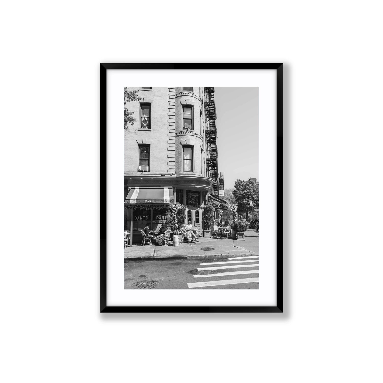 Sunny Soiree New York NYC Black & White wall art Large fine art print in black frame with matboard