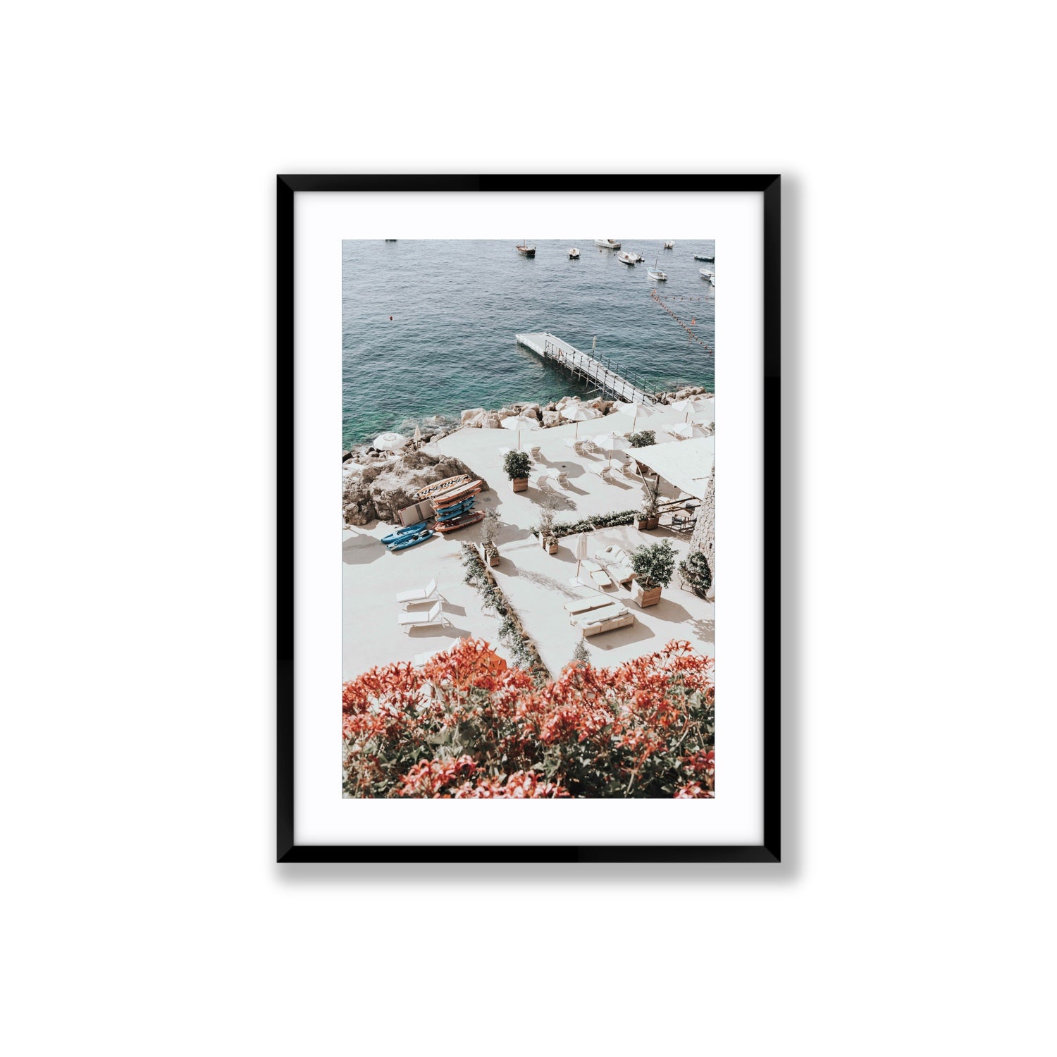 A Work of Art Amalfi coastal wall art Large fine art print in black frame with matboard