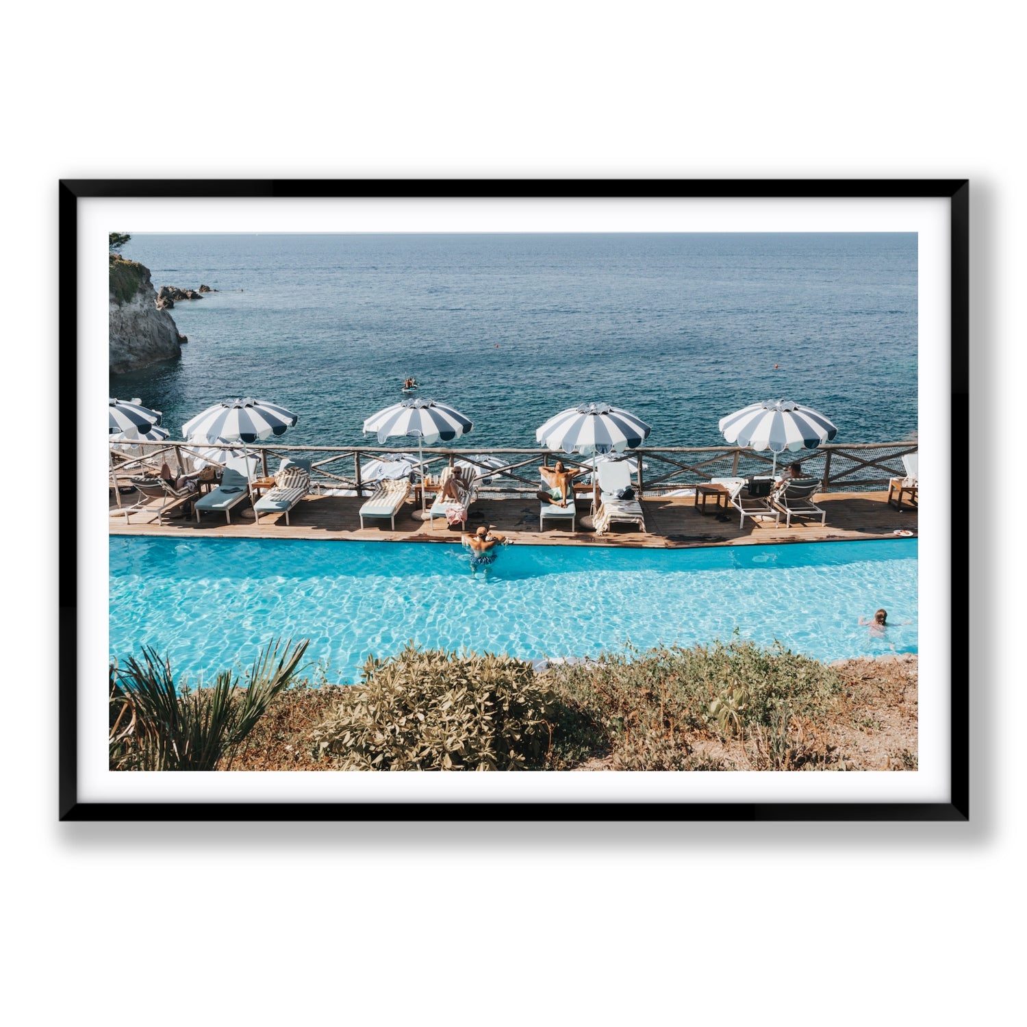 Hues Of Blues fine art print, Ischia, Italy, Statement, Black Frame · Matboard, Fine Art Print