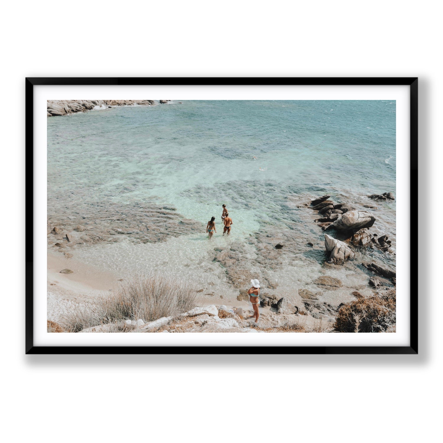 Easy On The Eyes Mykonos Greek island wall art Statement fine art print in black frame with matboard