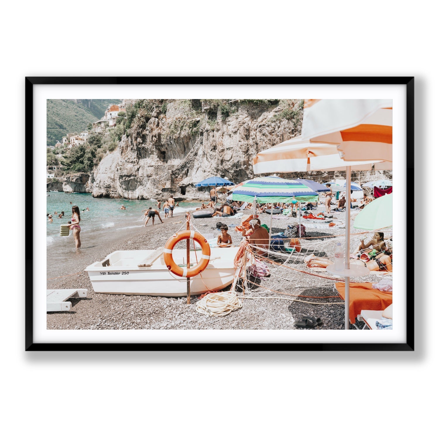 Bellezza By The Bay fine art print, Positano, Italy, Statement, Black Frame · Matboard, Fine Art Print