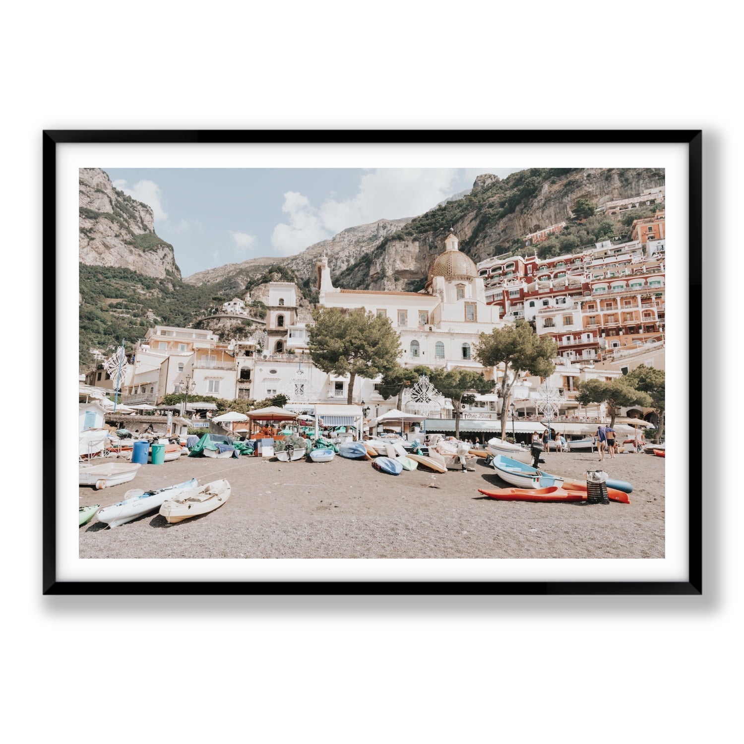 Pastel Paradise fine art print, Positano, Italy, Statement, Black Frame · Matboard, Fine Art Print