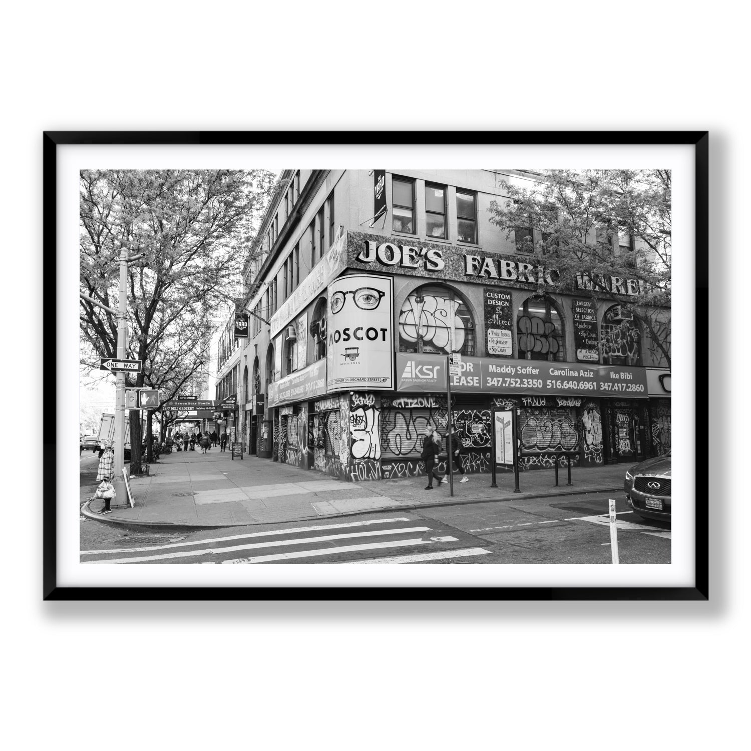 Wall Poetry New York NYC Black & White wall art Statement fine art print in black frame with matboard
