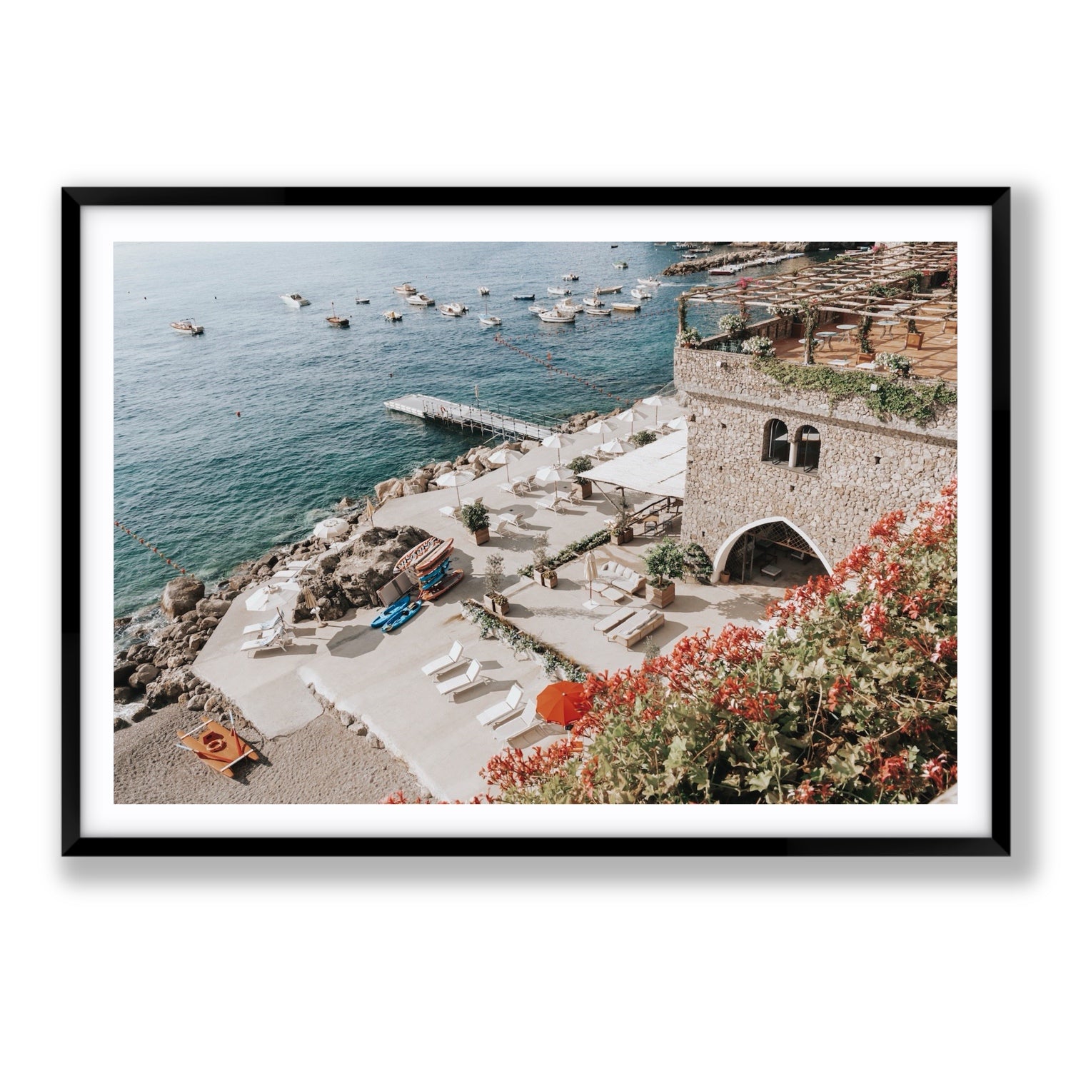 Floral Fortress fine art print, Amalfi, Italy, Statement, Black Frame · Matboard, Fine Art Print