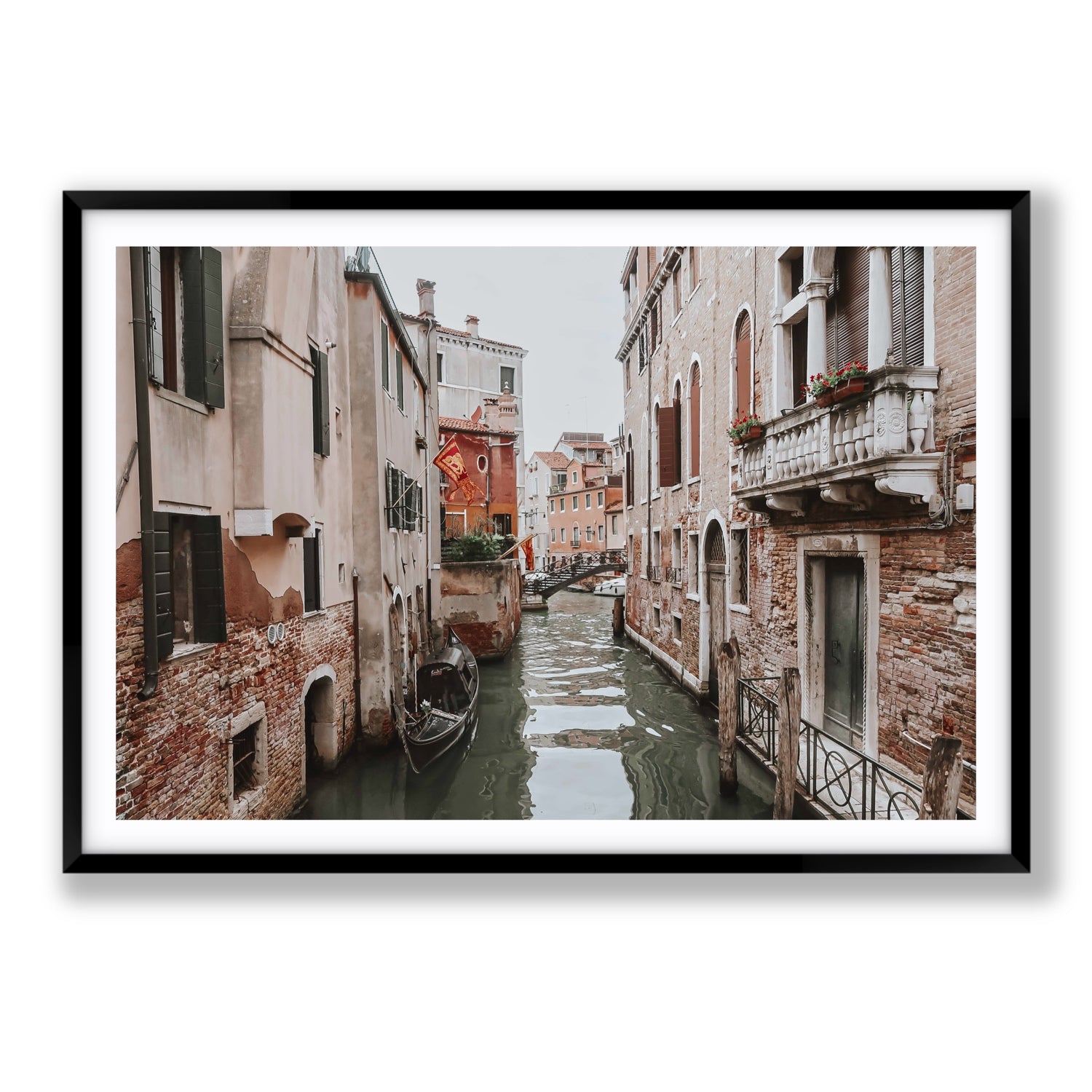 Venetian Gothic Venice Canal Italian wall art Statement fine art print in black frame with matboard