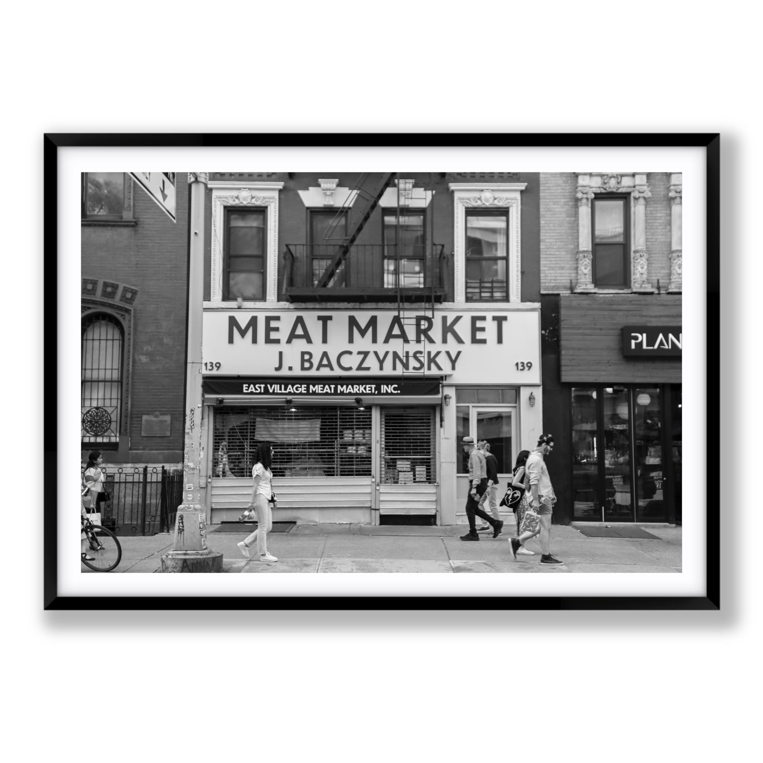 Meat District New York NYC Black & White wall art Statement fine art print in black frame with matboard
