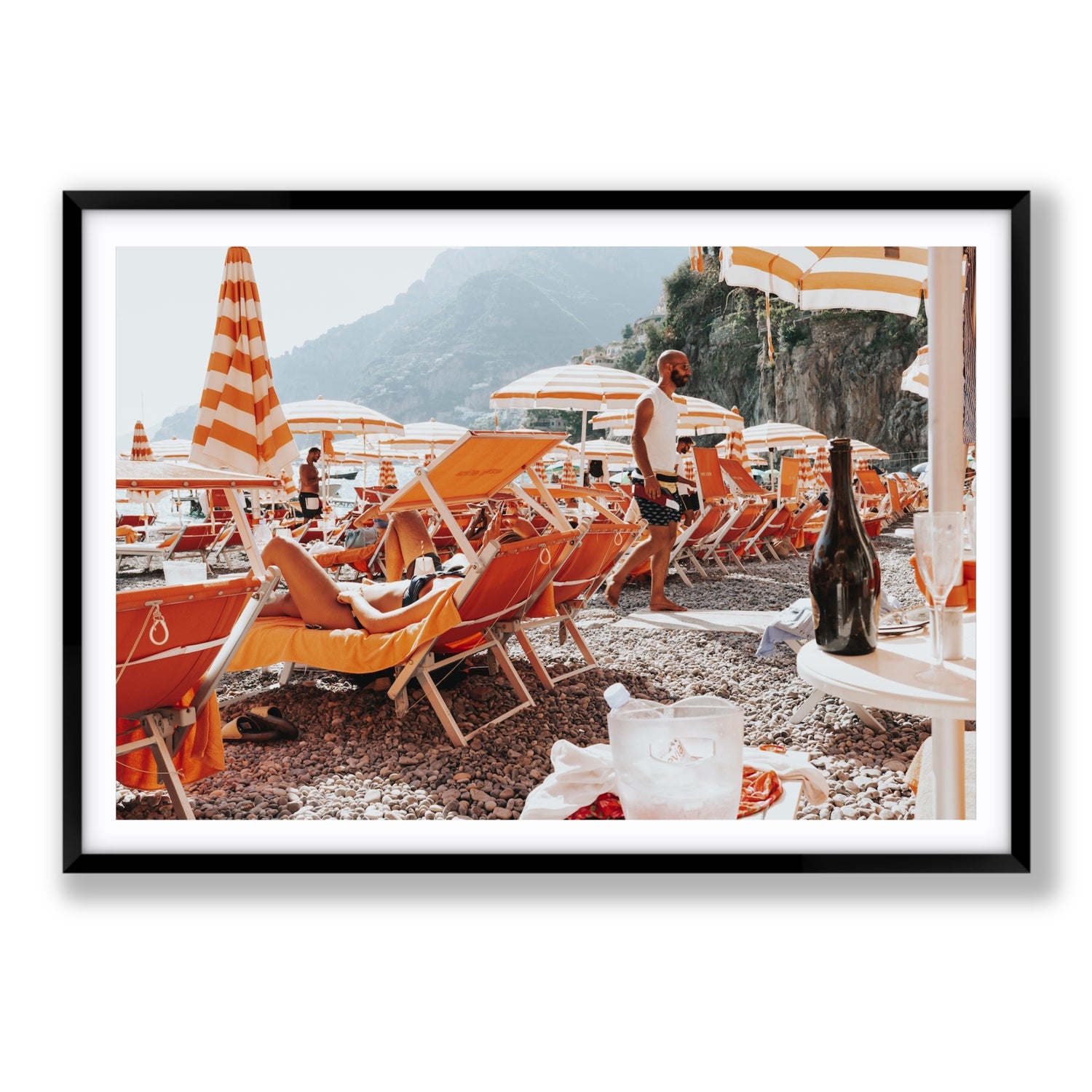 Zesty Shade Positano wall art Statement fine art print in black frame with matboard