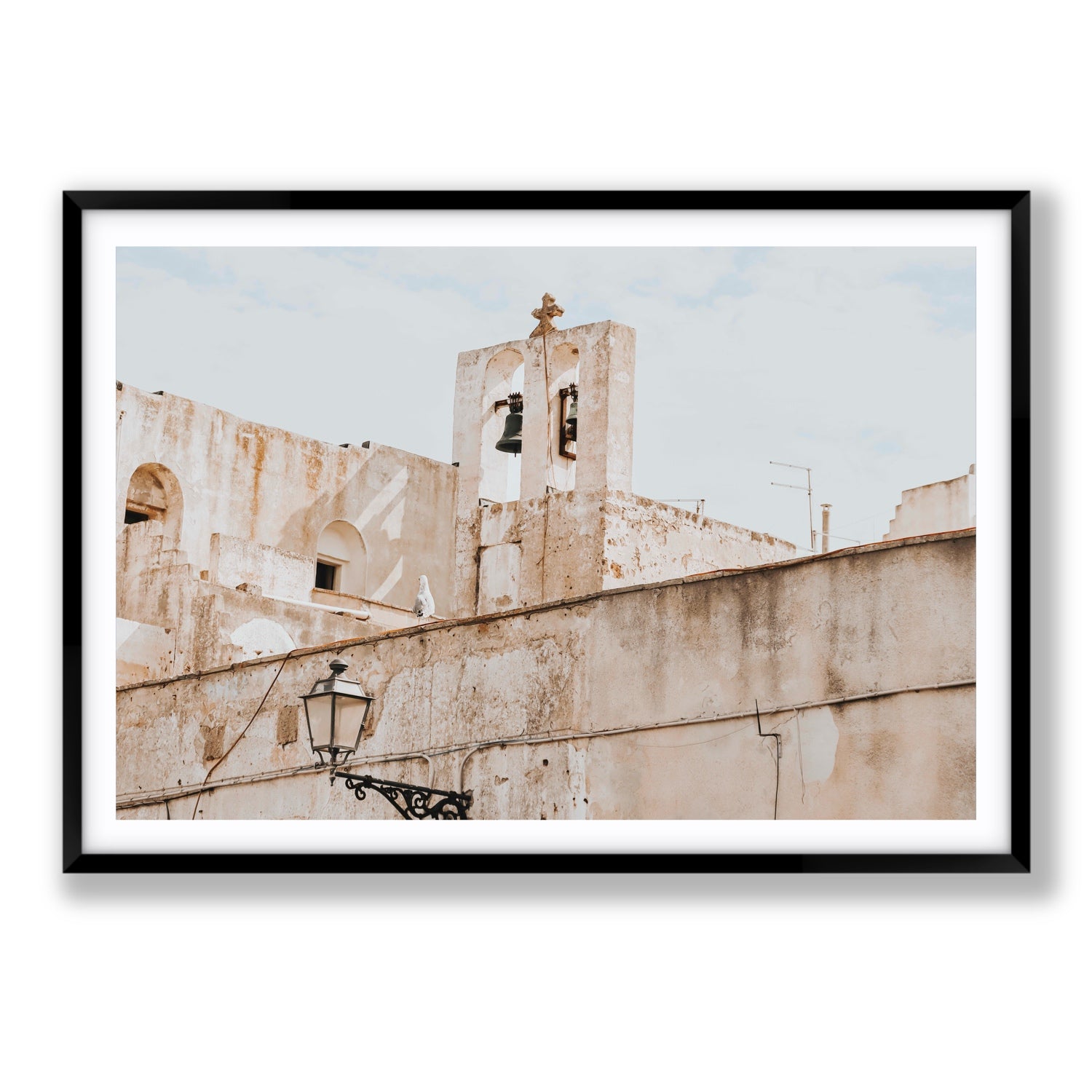 Ancient Bells Puglia Gallipoli Italian wall art Statement fine art print in black frame with matboard