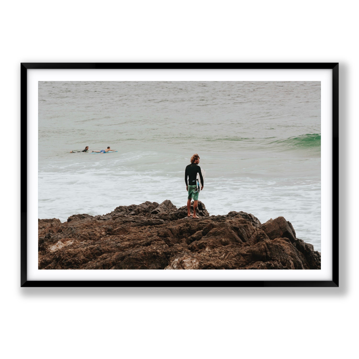 Let The Sea Set You Free Byron Bay Surf wall art Statement fine art print in black frame with matboard