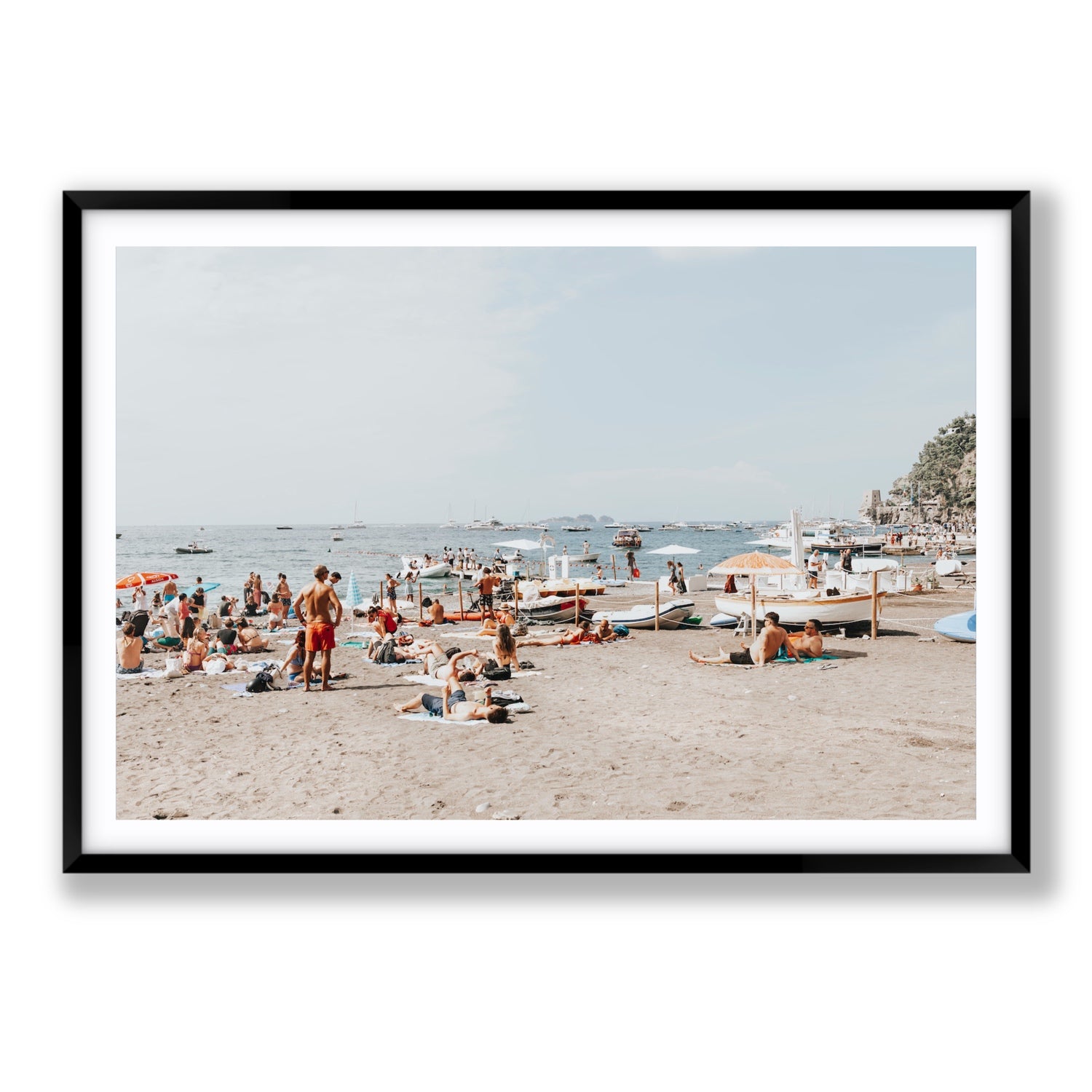 Beachy Vibes fine art print, Positano, Italy, Statement, Black Frame · Matboard, Fine Art Print