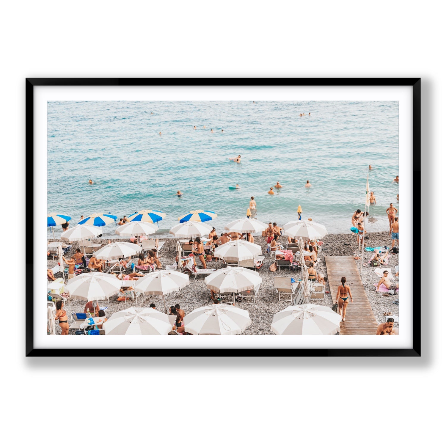 Dreamscape Amalfi Italian beach wall art Statement fine art print in black frame with matboard