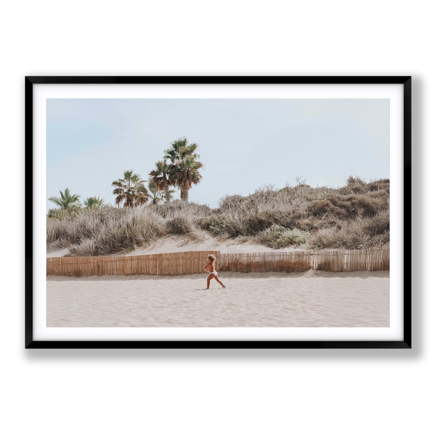 Ragazza Da Spiaggia Puglia beach Italian fine art print Statement fine art print in black frame with matboard