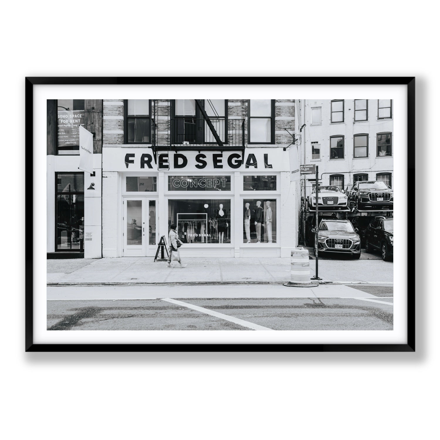 Noir York New York NYC Black & White wall art Statement fine art print in black frame with matboard