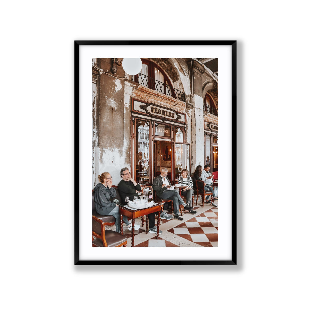 Tea Room Venice Italian wall art Extra Large fine art print in black frame with matboard