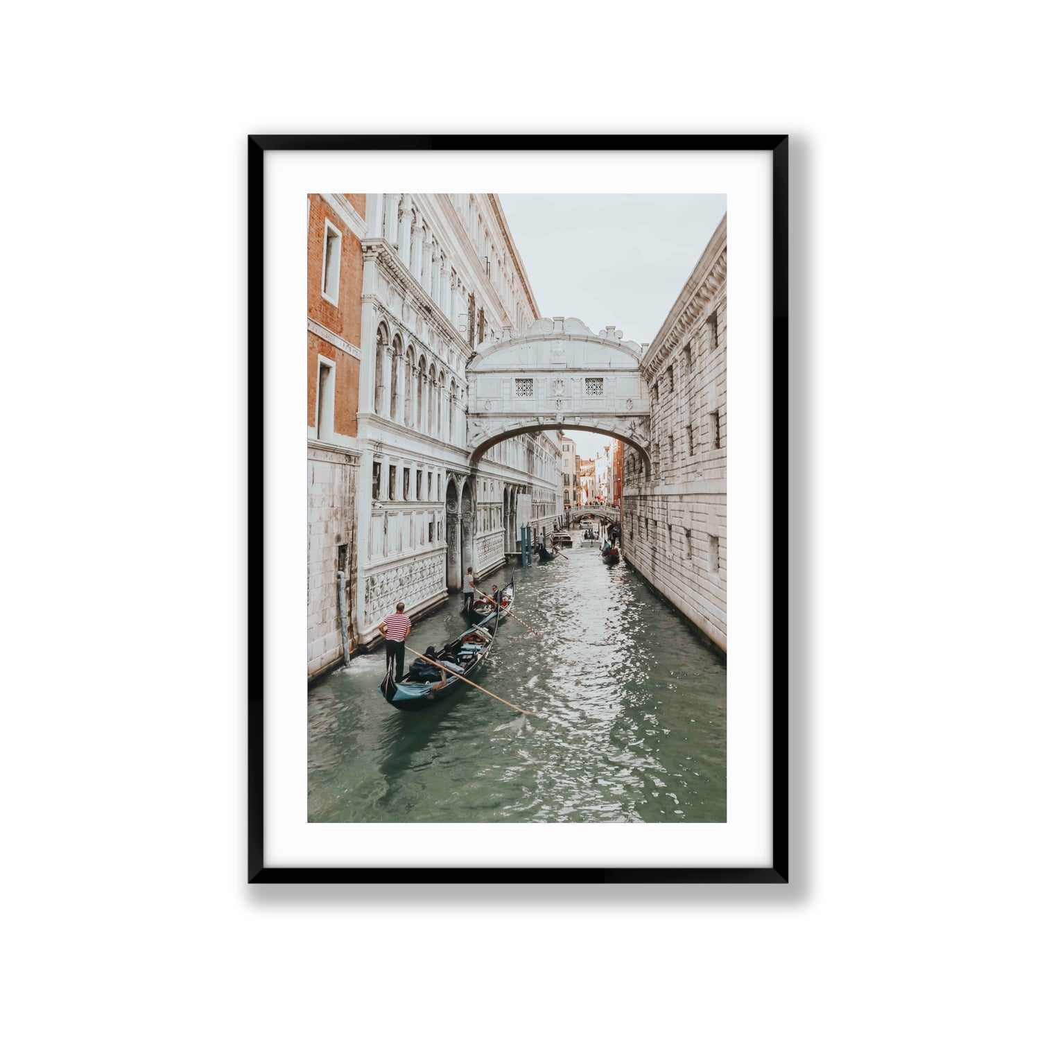 Bridge of Sighs Venice Gondola Italian wall art Extra Large fine art print in black frame with matboard