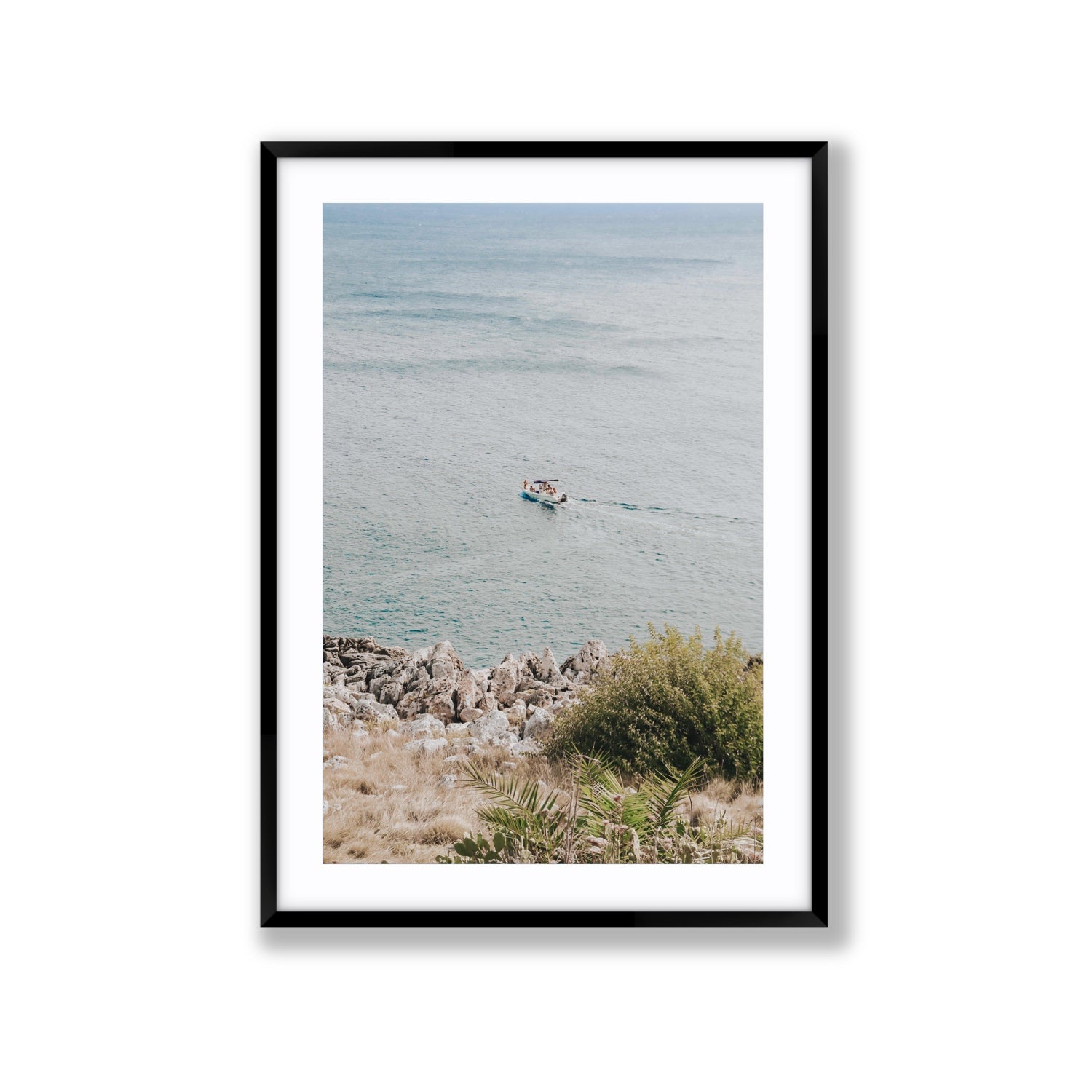 Puglian Departure Puglia coastal Italian wall art Extra Large fine art print in black frame with matboard