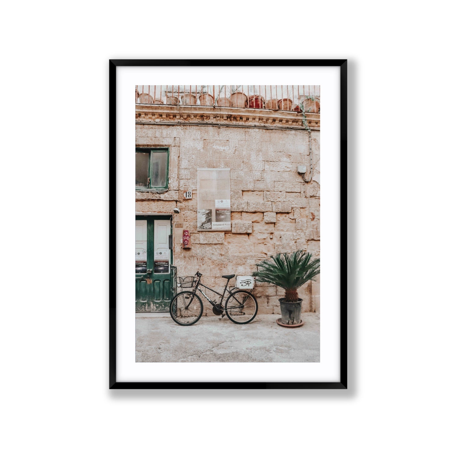 Salento Streets Puglia Lecce Italian wall art Extra Large fine art print in black frame with matboard