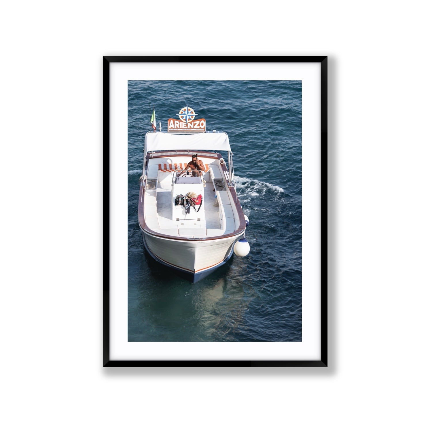 Pilota di Motoscafo fine art print, Positano, Italy, Extra Large, Black Frame · Matboard, Fine Art Print