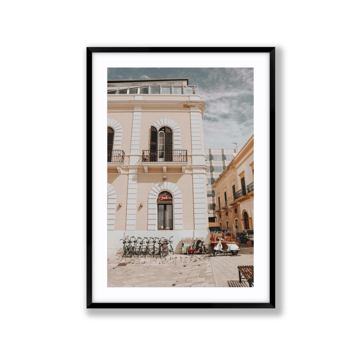 Rosticceria Puglia Italian wall art Extra Large fine art print in black frame with matboard