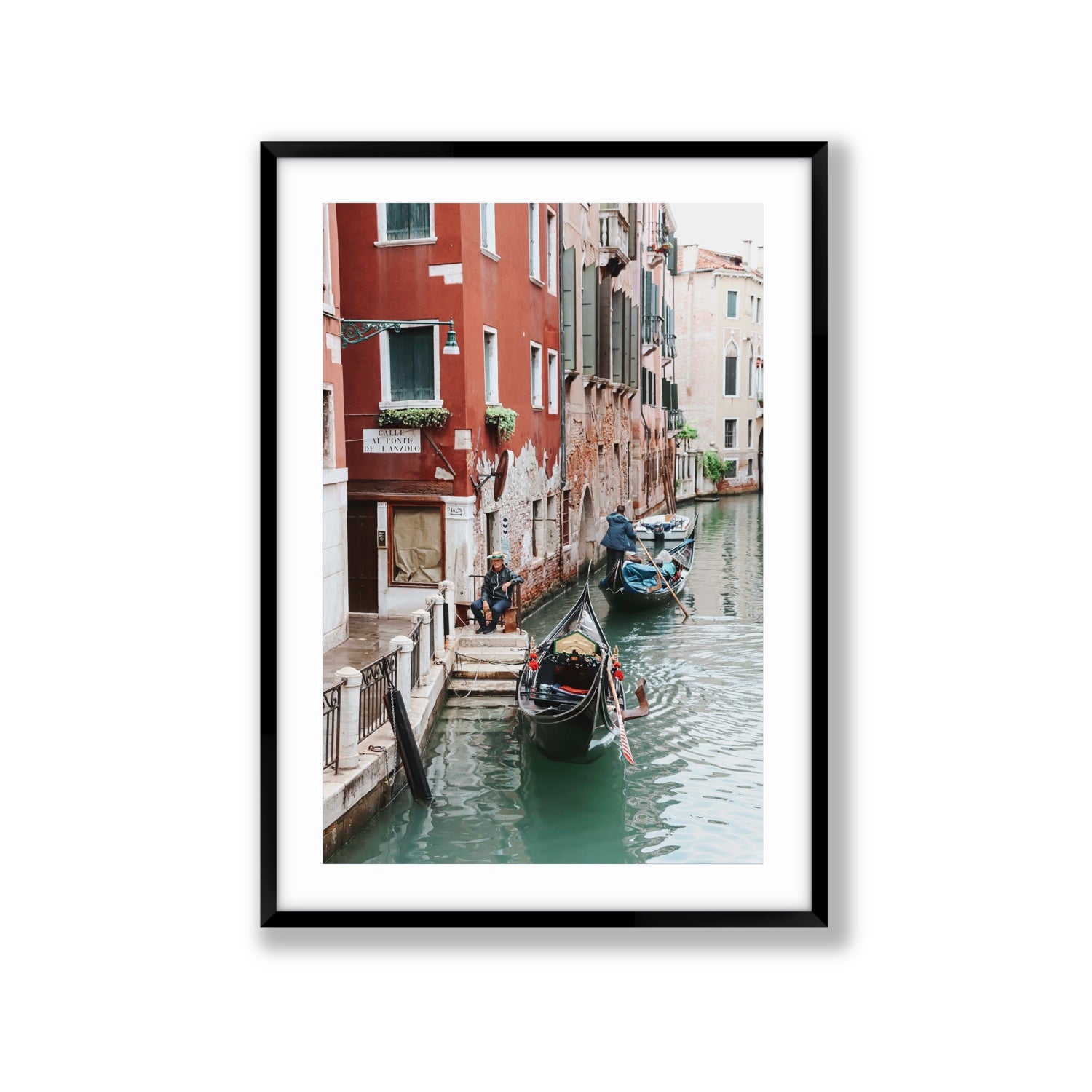 The Merchant Venice Canal Italian wall art Extra Large fine art print in black frame with matboard